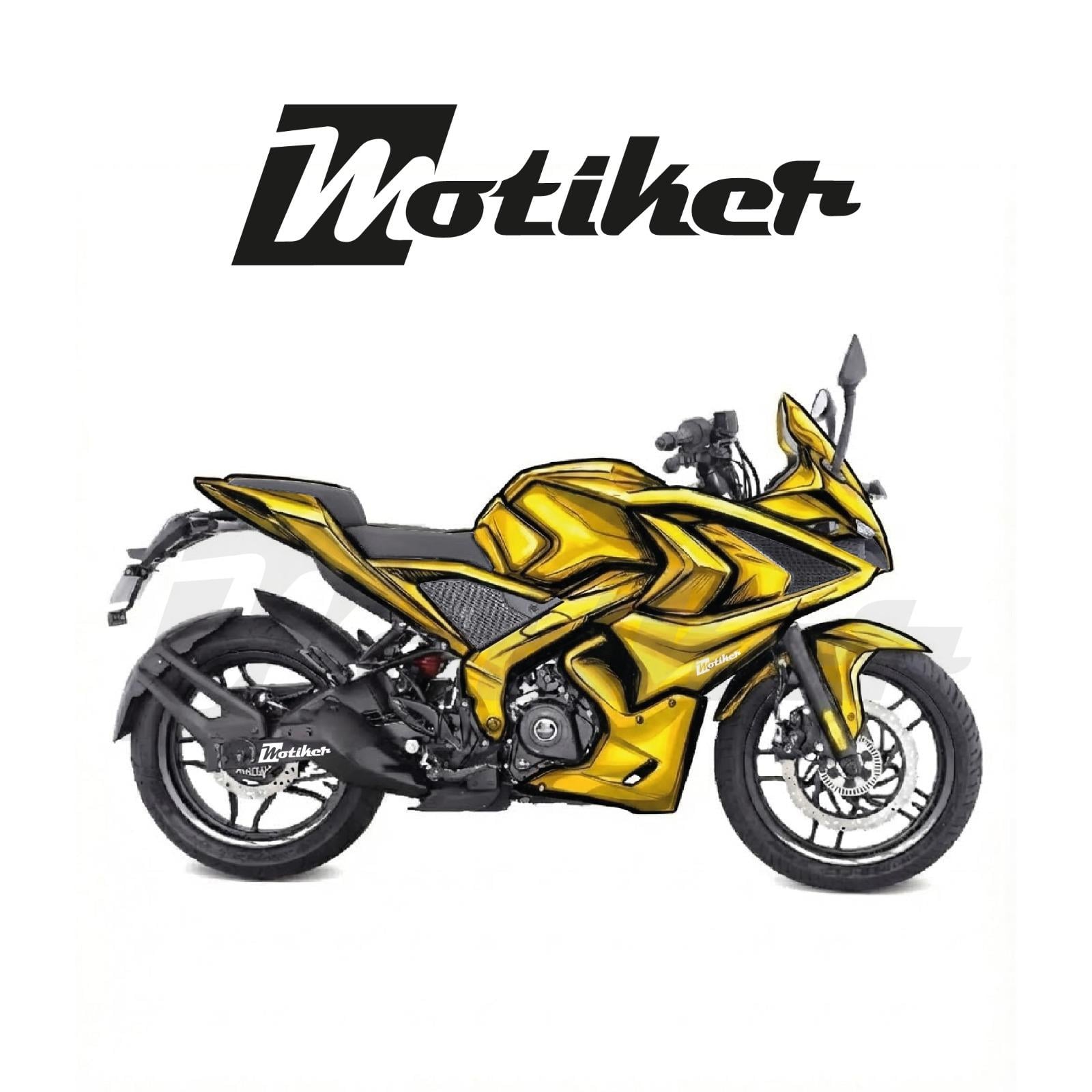 Bajaj Pulsar RS200 Airbrush Sarı Tasarım Kaplama Sticker Etiket Modeli
