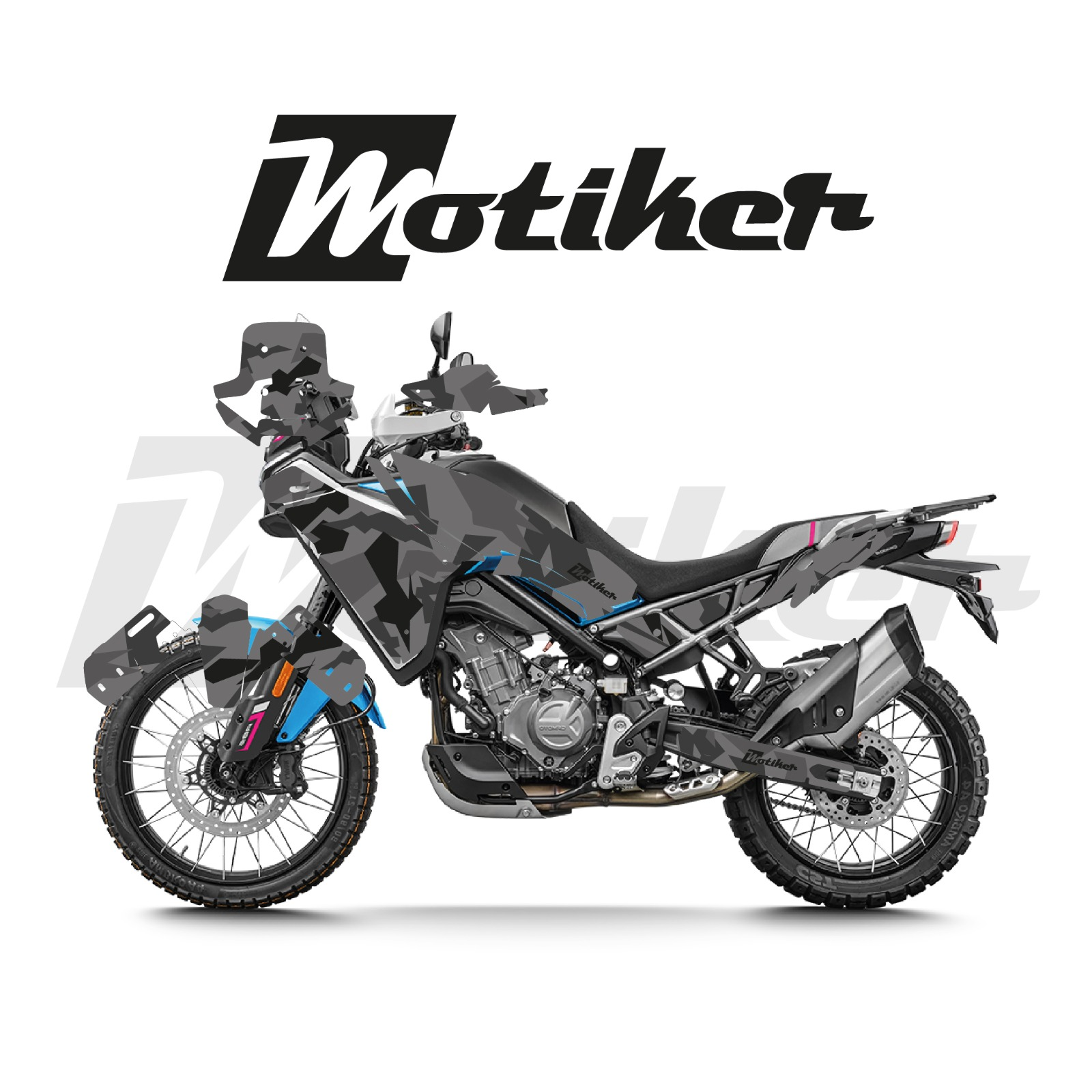 CF MOTO 450MT Kamuflaj Tasarımı Gri Üzeri Siyah Gri Sticker Etiket Modeli