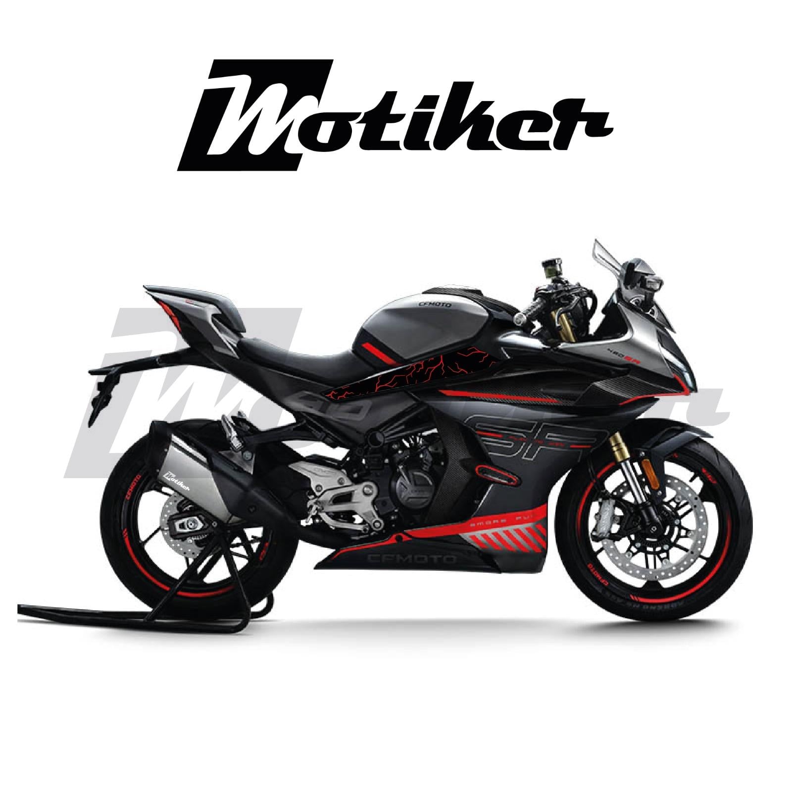 CFMOTO 450SR Orta Grenaj Kırmızı Şimşek Tasarım Sticker Etiket Modeli 