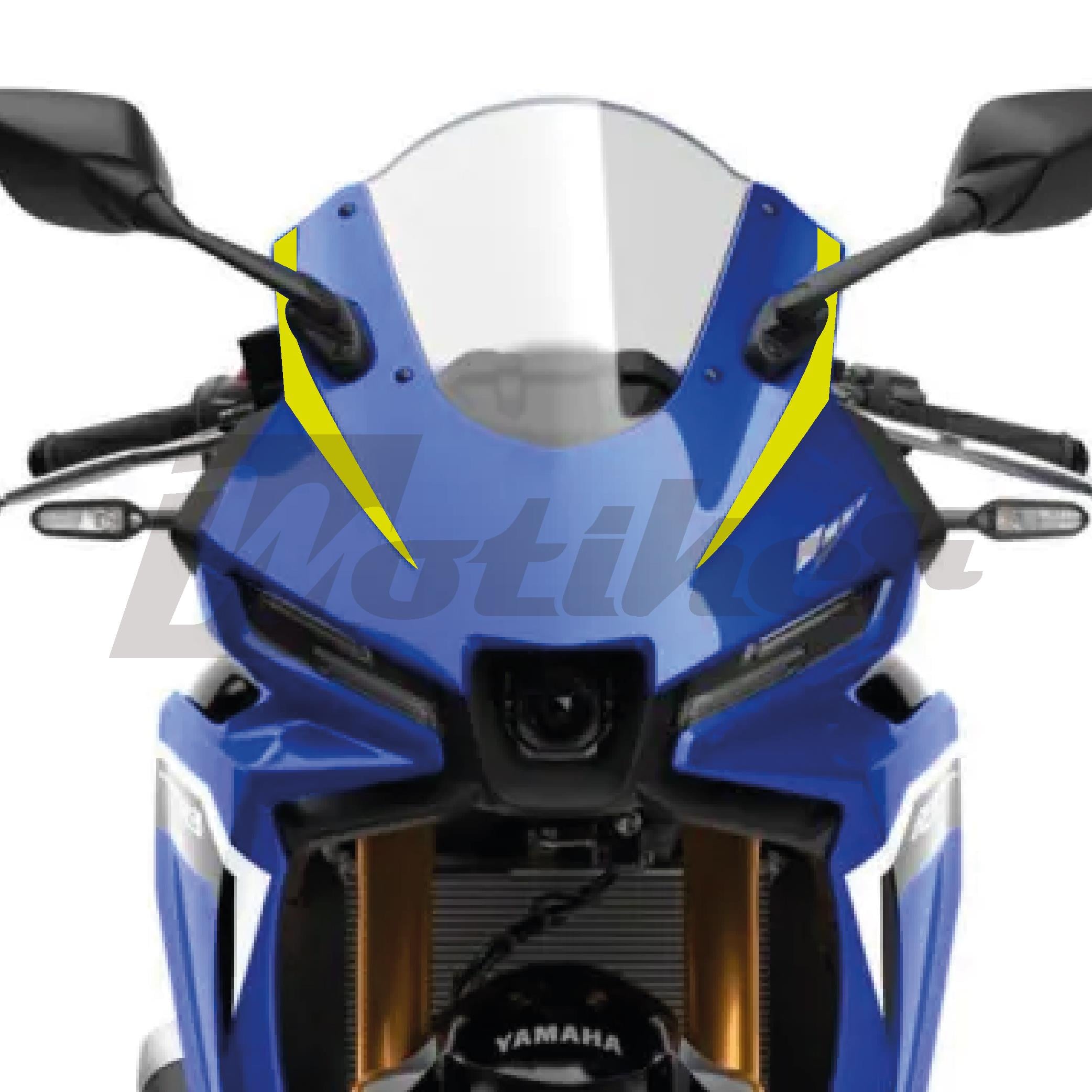 Yamaha YZF-R25 2025-2026 Model Ön Kafa Stıcker Etiket Model 1 Neon Sarı
