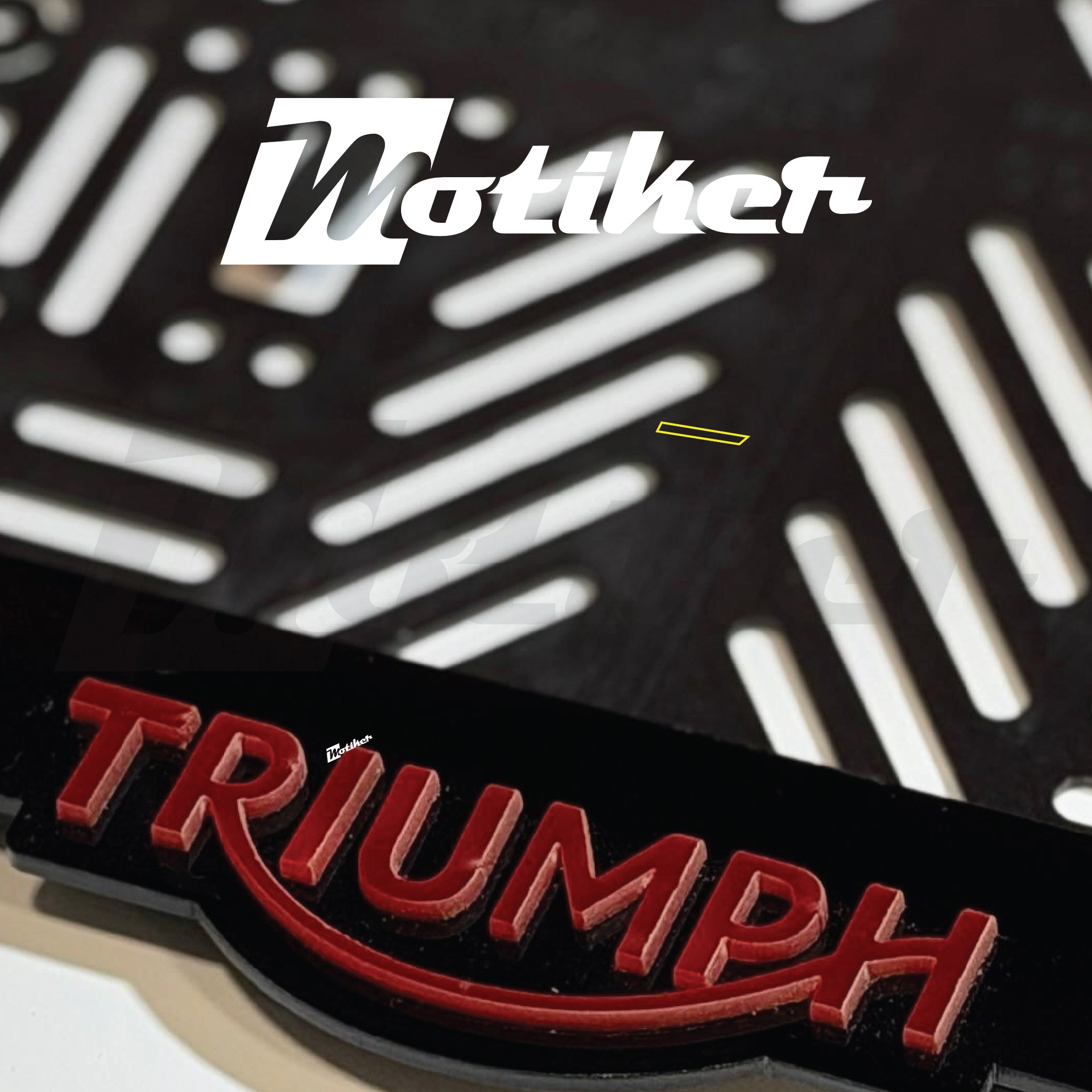 Pleksi Plakalık Siyah Üstüne Triumph Tasarımlı Motosiklet Plakalık Modeli