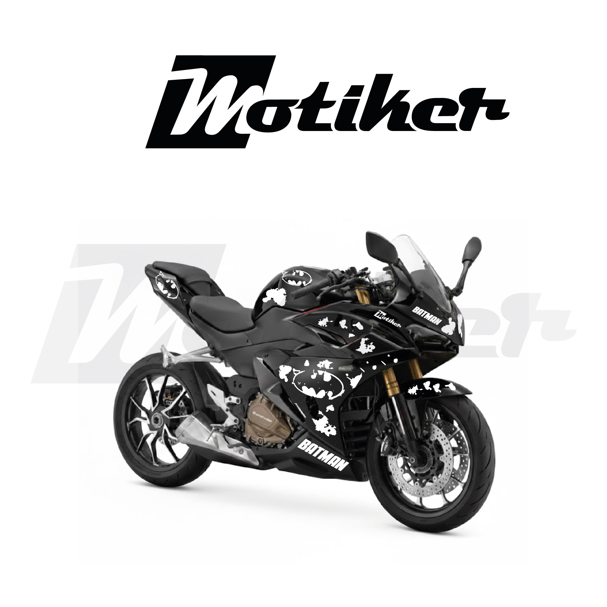 RKS QJ Motor 450RA Beyaz Batman Yan Grenaj Sağ Sol Tasarım Sticker Seti Etiket Modeli