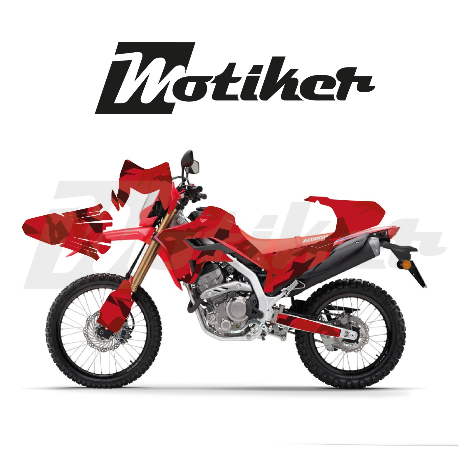 Honda CRF 250L 2021-2026 Model Adventure Kamuflaj Kırmızı Tasarımı Sticker Etiket Modeli  