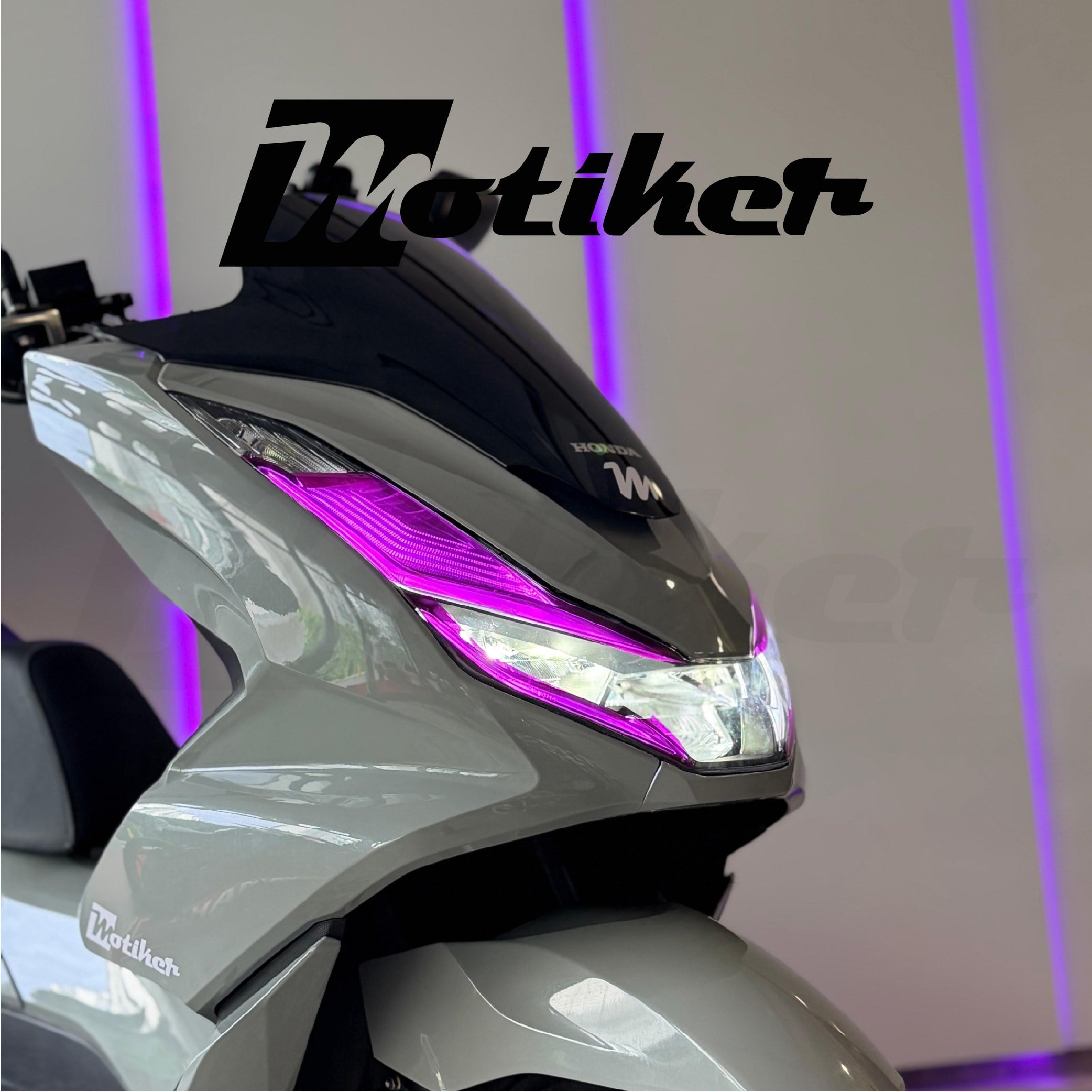 Motiker PCX Ön Far Kaşı Far Filmi Sticker Etiket Modeli 2021-2024 Uyumlu Sinyal Kesikli Mor Renk