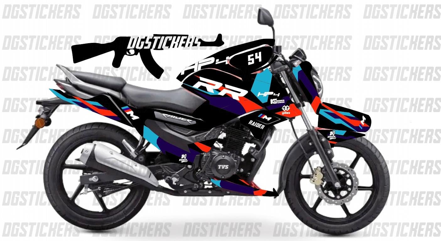 TVS Raider 125 RR Siyah Tasarım Sticker Etiket Modeli
