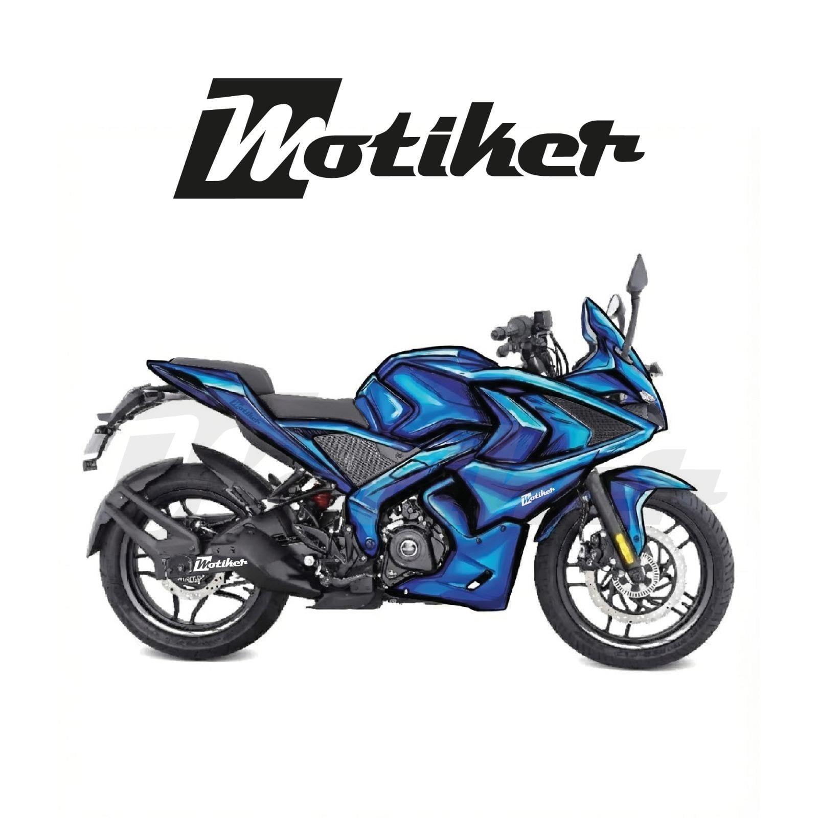 Bajaj Pulsar RS200 Airbrush Lacivert Tasarım Kaplama Sticker Etiket Modeli