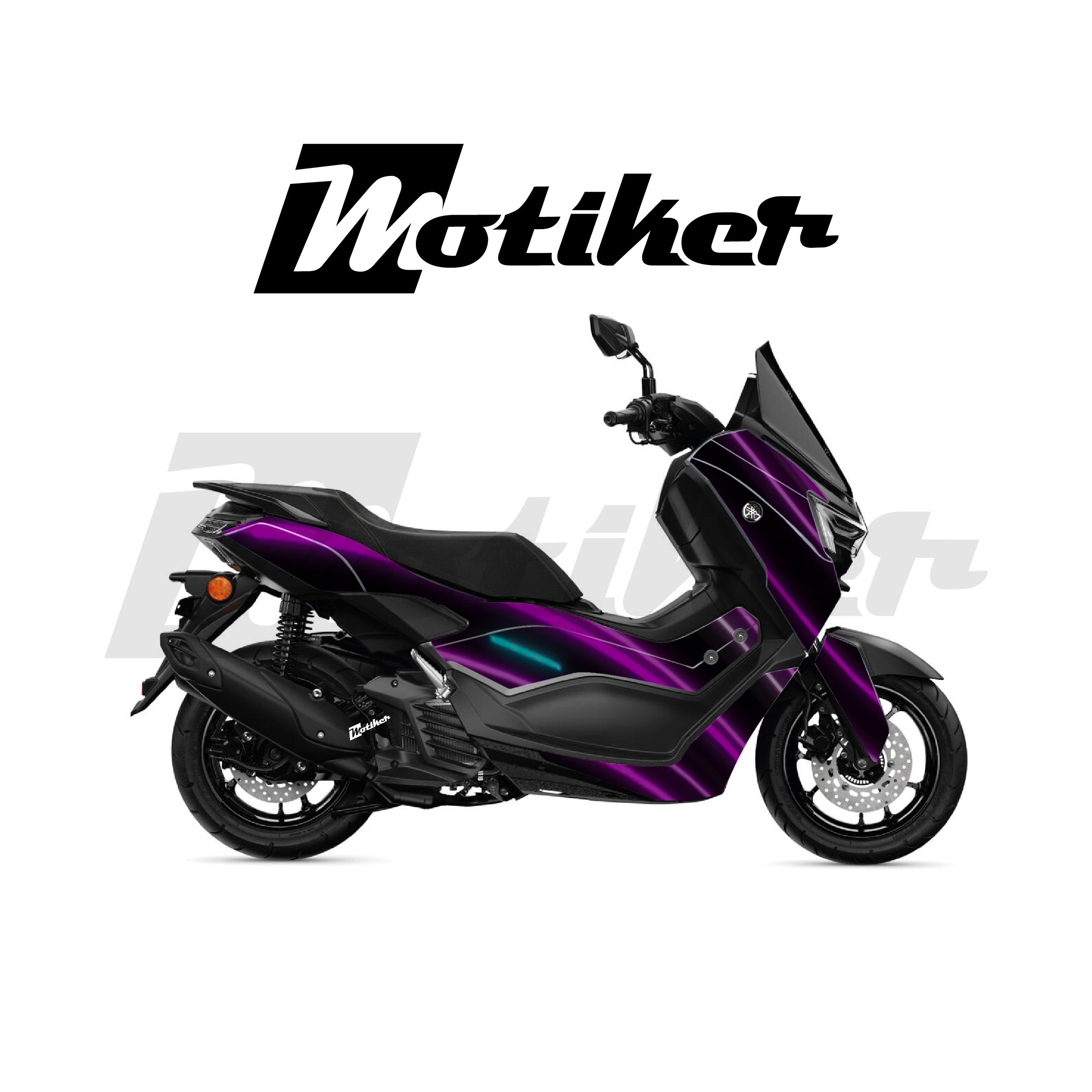 Yamaha NMAX 2025 Parçalı Kaplama Sticker Etiket Modeli Işıklı Dalgalar Desen 24 (MTK9385)