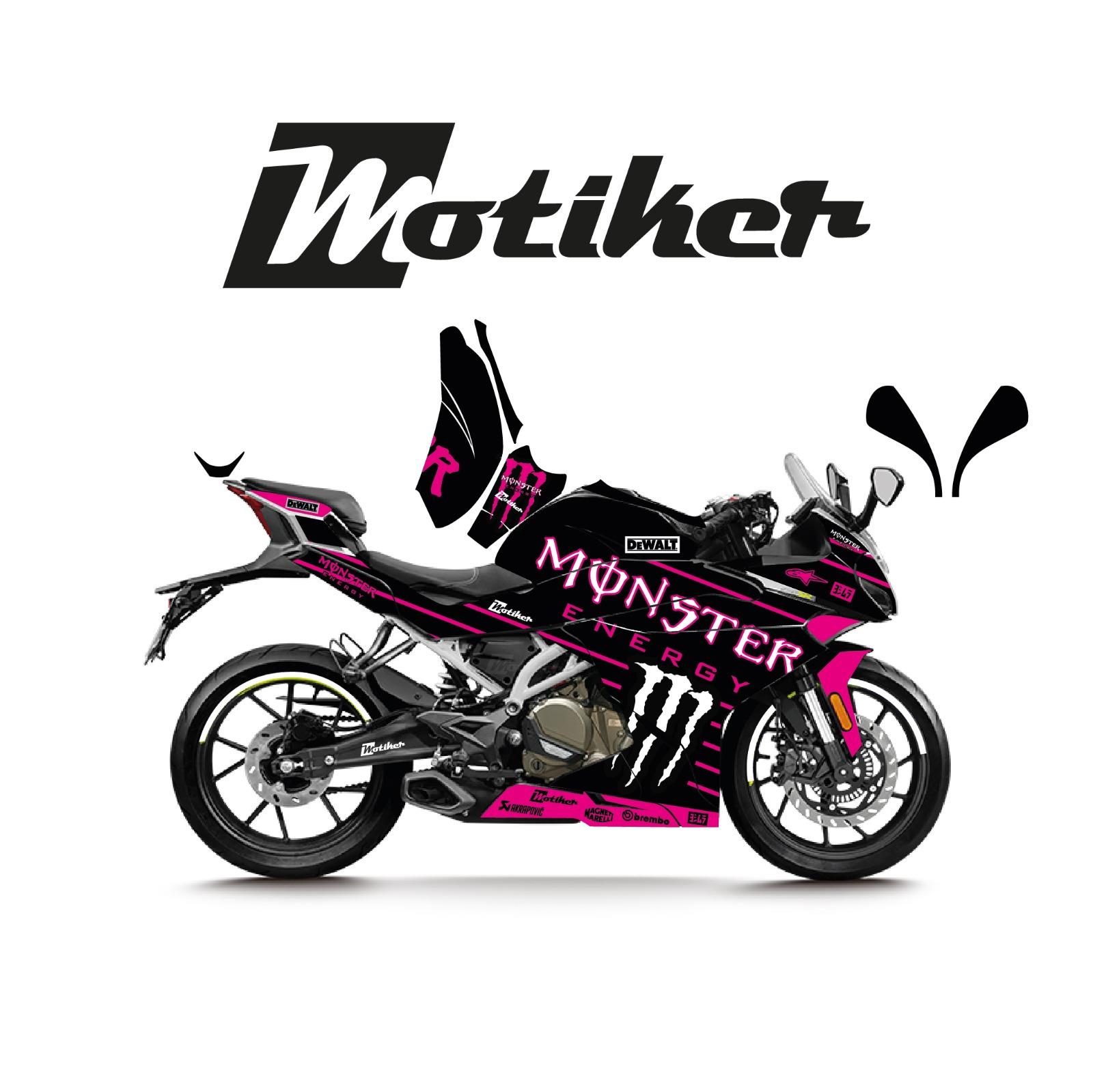 CFMOTO 250SR Monster Siyah Pembe Çizgi  Tasarım Sticker Etiket Modeli