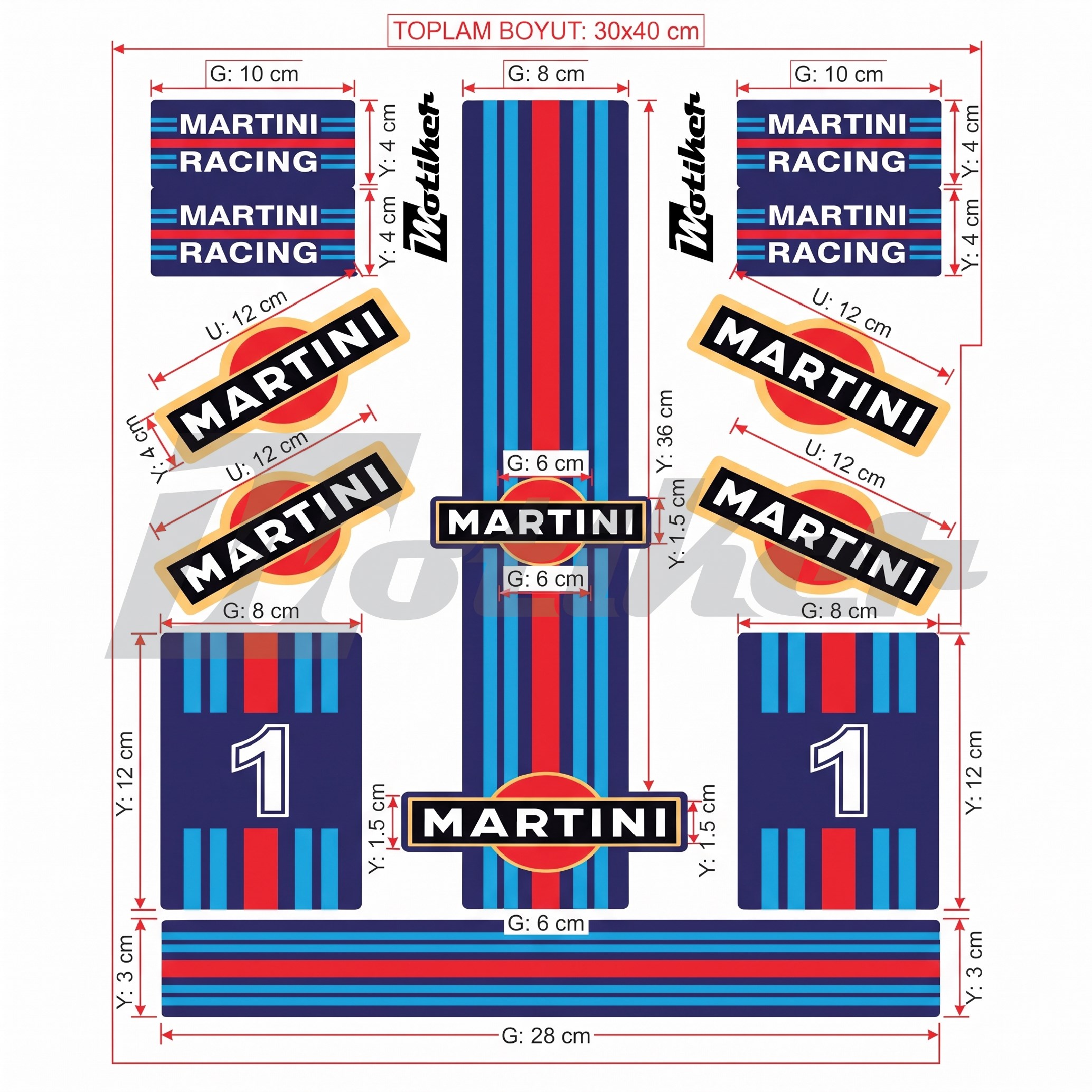 Evrensel Martini Vespa Sticker Etiketi
