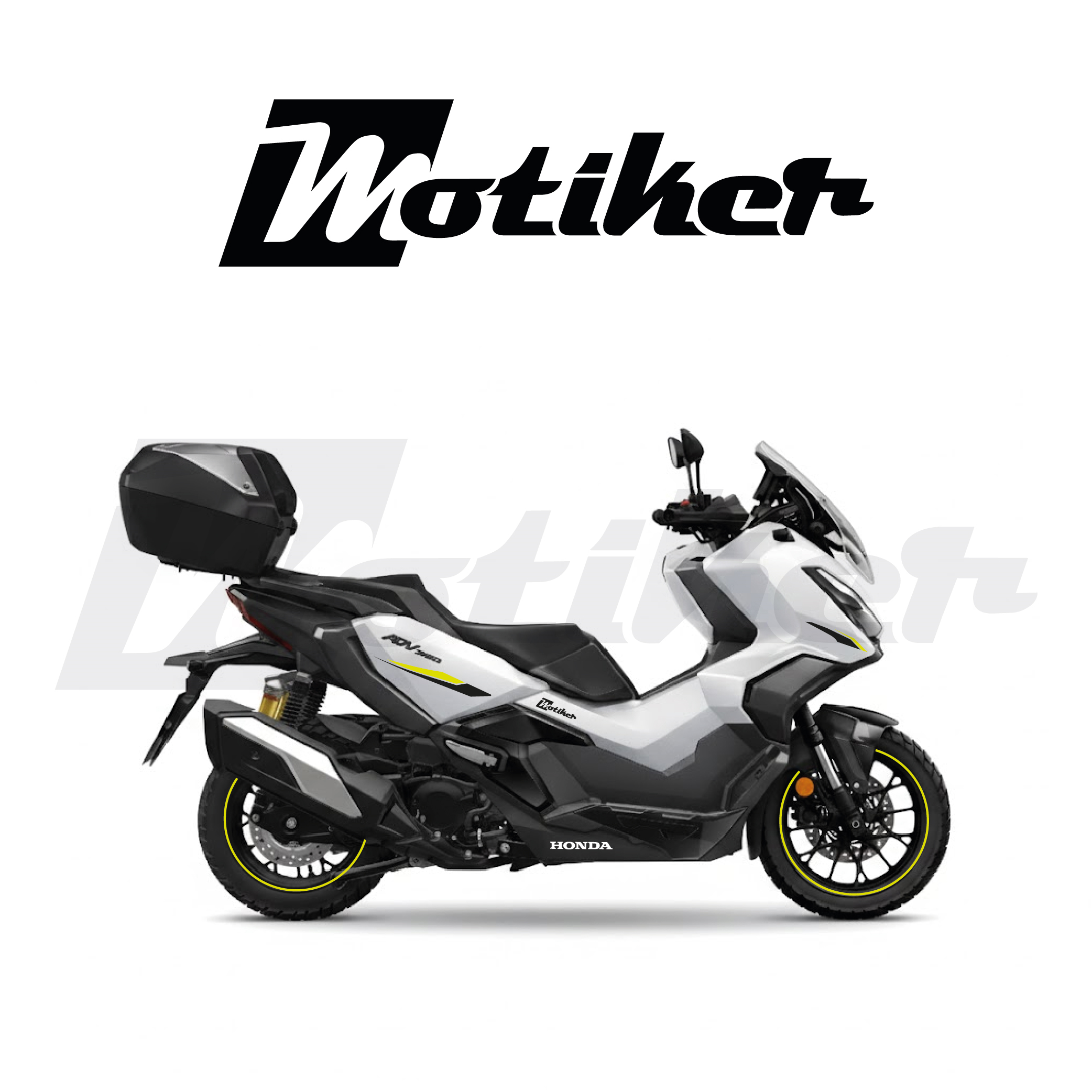 Honda ADV 350 Yan Sarı Siyah Yan Grenajlar Ve Jant Sticker Tasarımı Detay Modeli