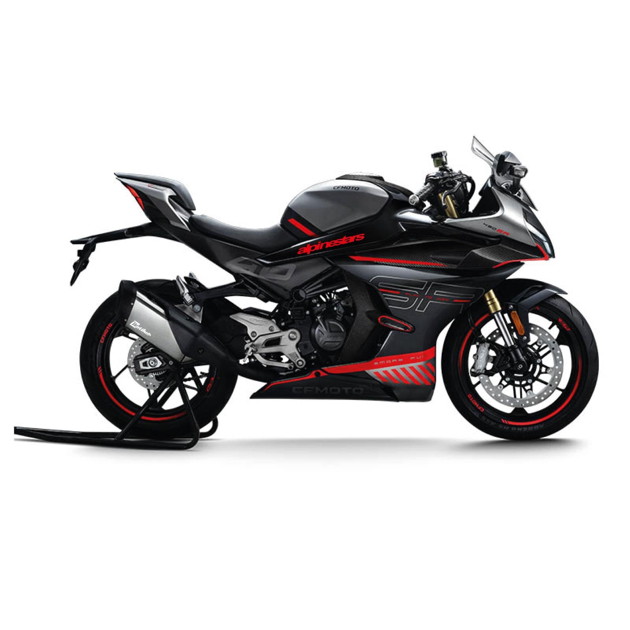 CF MOTO 450SR Alpinestars Orta Şase Tasarım Motosiklet Sticker Etiket Modeli