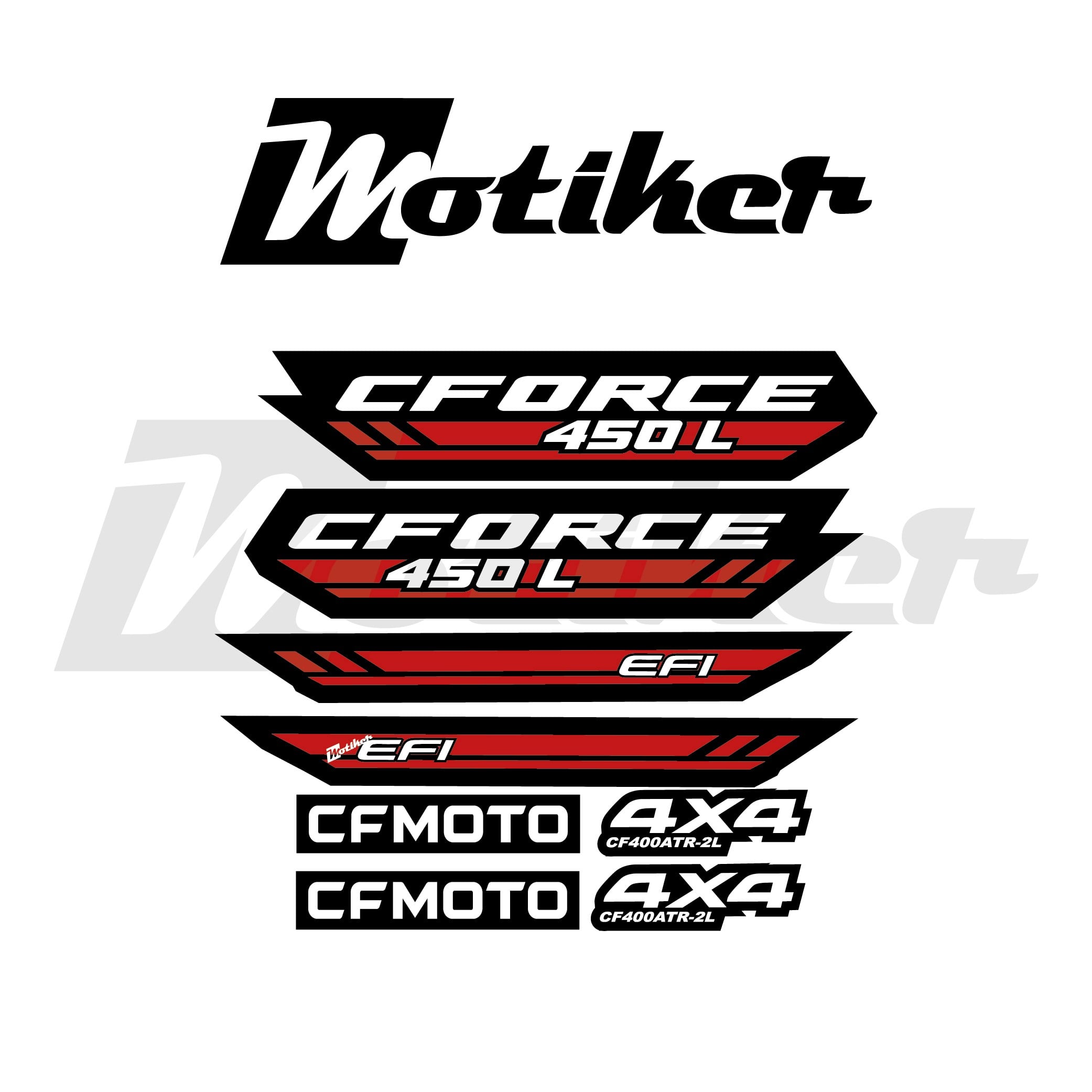 CF MOTO CFORCE 450L Kırmızı Orijinal Tasarım Takım Sticker (CF400ATR-2L)
