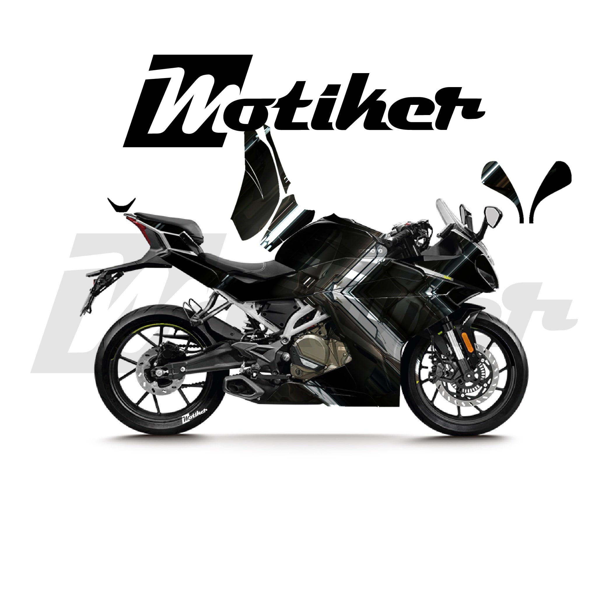 CFMOTO 250SR Parçalı Kaplama Sticker Etiket Modeli Metalik Ok Desen 10 (MTK9371)