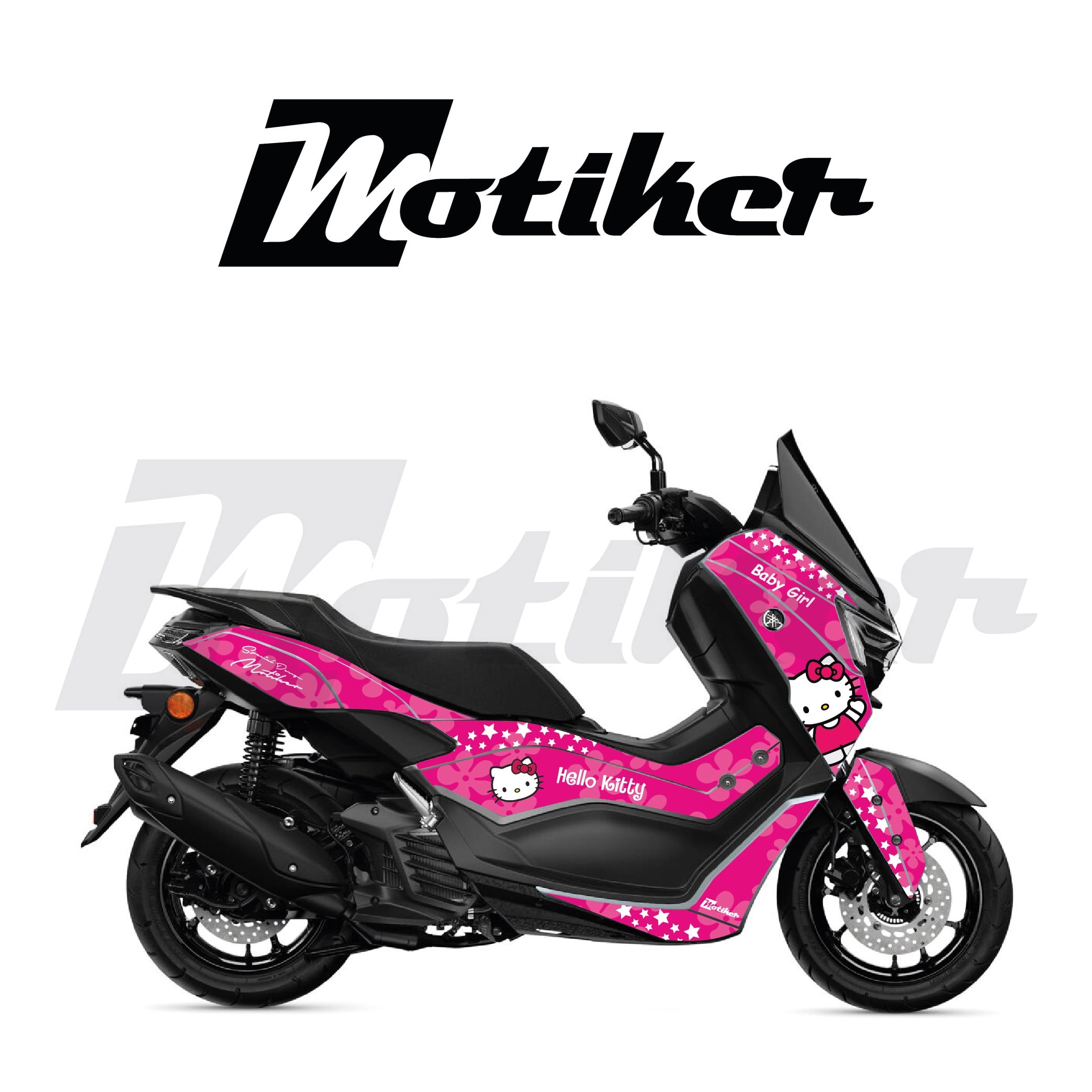 YAMAHA N-MAX Hello Kitty Tasarım Parçalı Kaplama Sticker Etiket Modeli