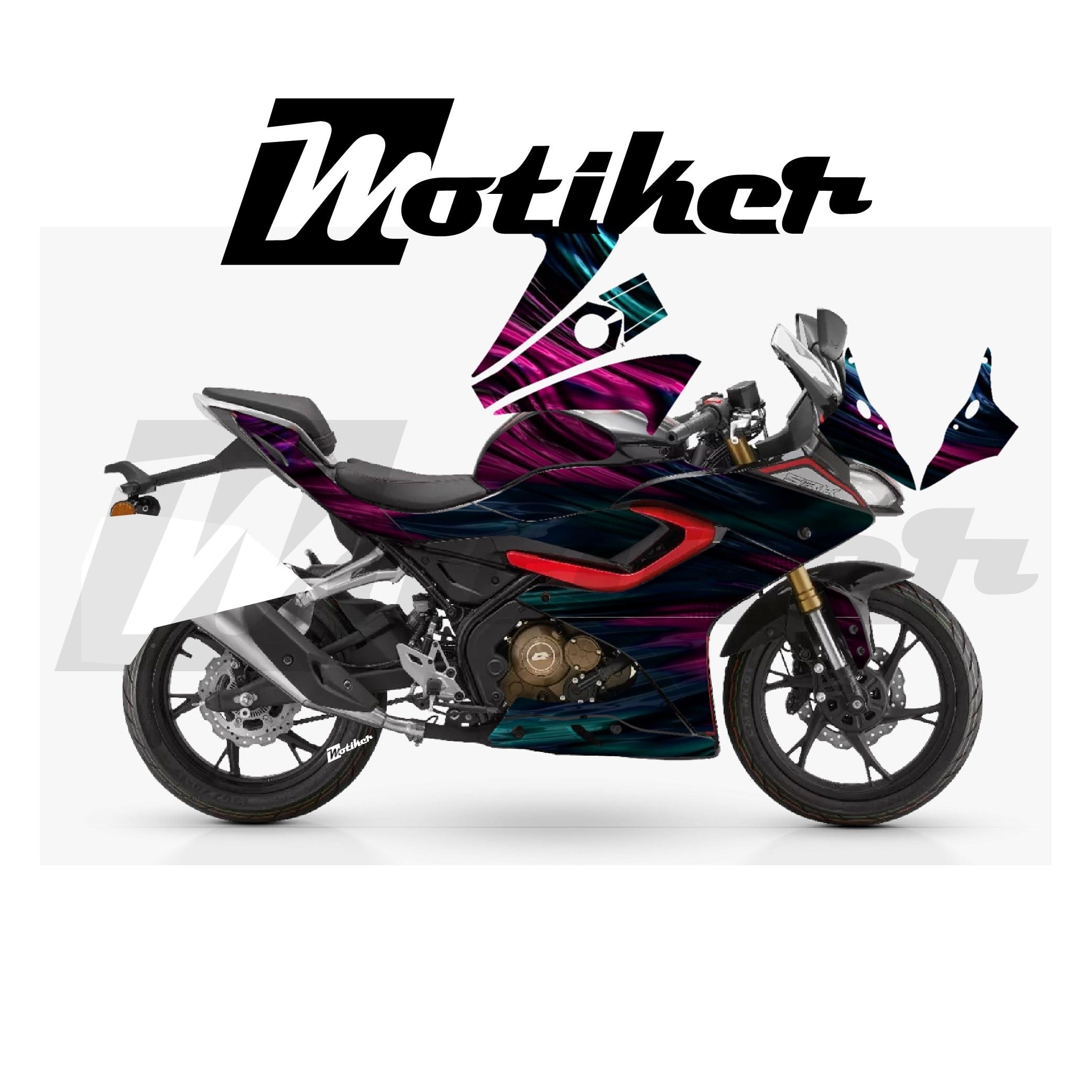 RKS SRK 125R Parçalı Kaplama Sticker Etiket Modeli Sıvı Metal Desen 14 (MTK9375)
