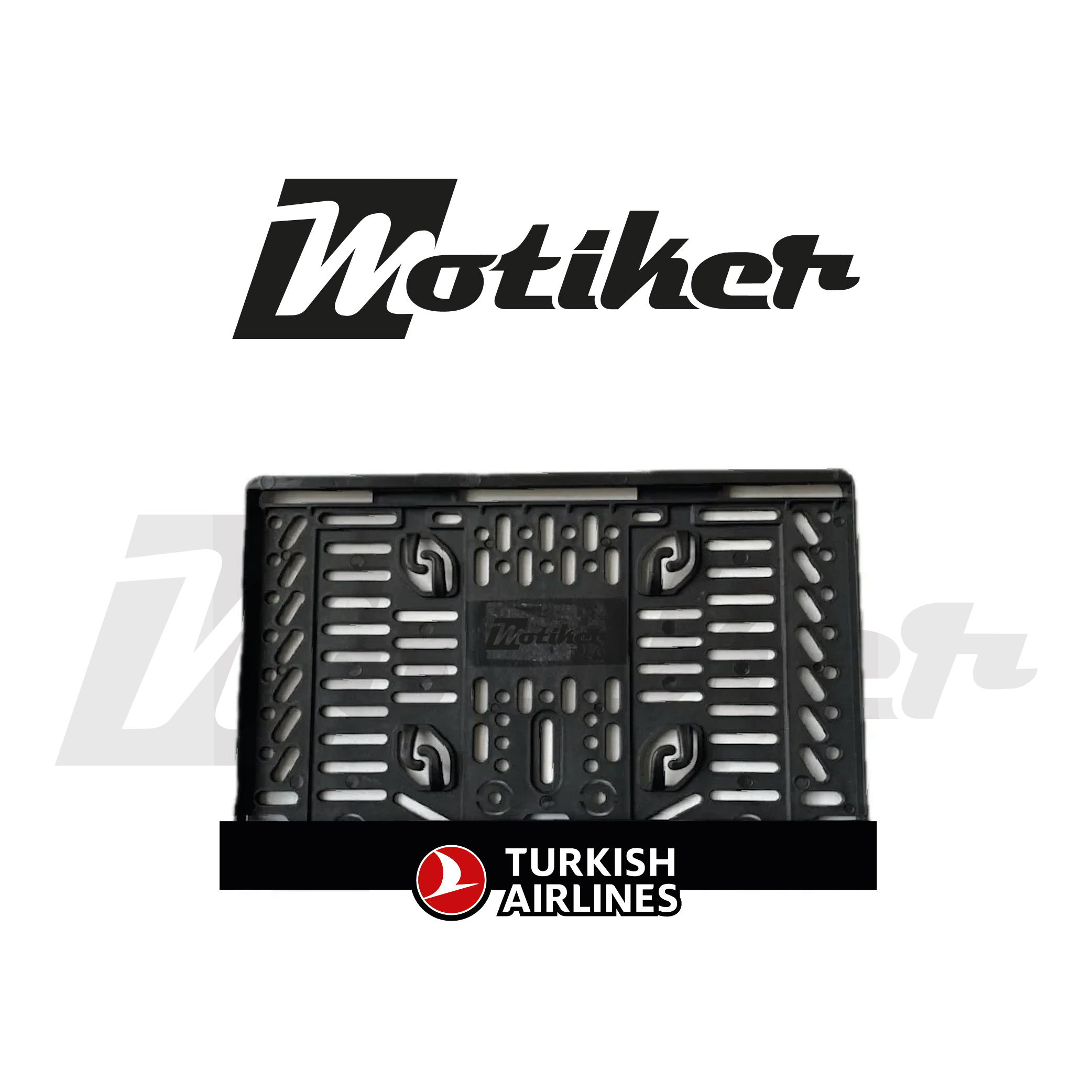 Pleksi Plakalık Siyah Üstüne Beyaz Turkısh Airlines Tasarımlı Motosiklet Plakalık Modeli V1