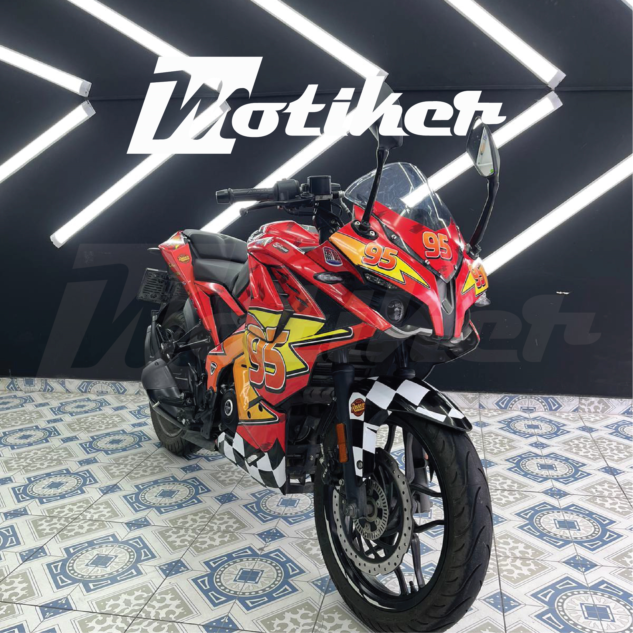 BAJAJ RS200 Sticker McQueen Rusteze Red Original Sticker Etiket Modeli