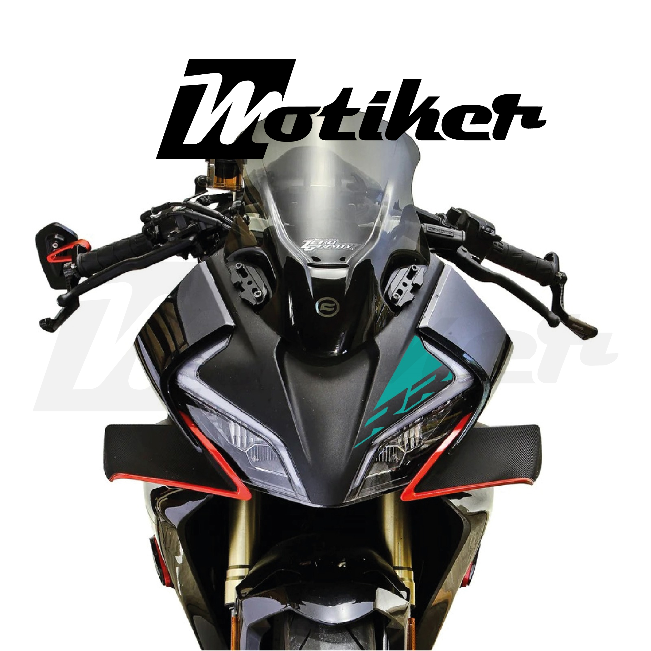 CF MOTO 450SR Ön Kafa Turkuaz RR Yazı Tasarımı Sticker Etiket Modeli