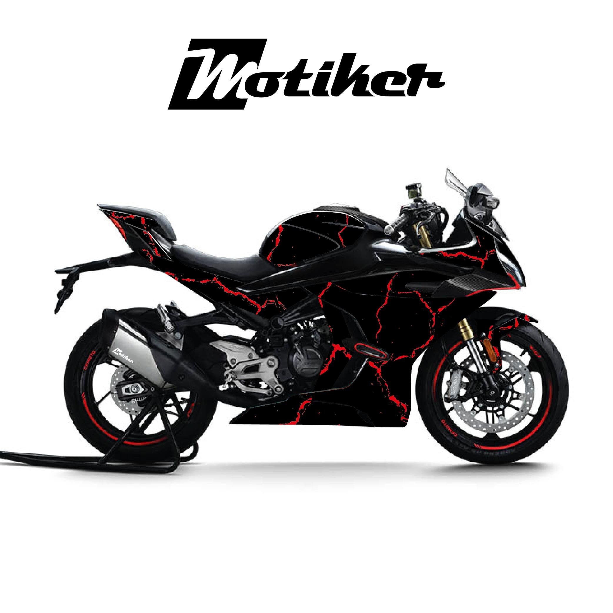 CFMOTO 450SR Kaplama Motosiklet Sticker Etiket Modeli Şimşek Desen 