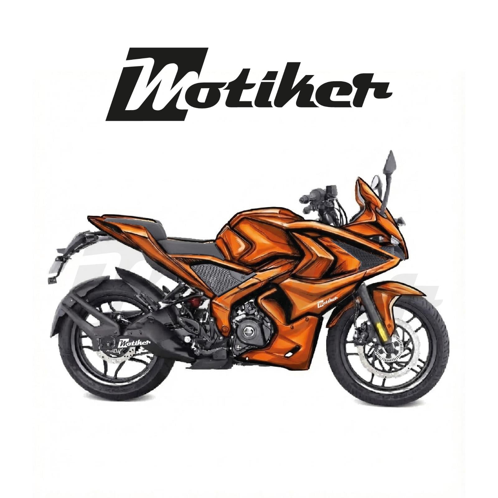 Bajaj Pulsar RS200 Airbrush Turuncu Tasarım Kaplama Sticker Etiket Modeli