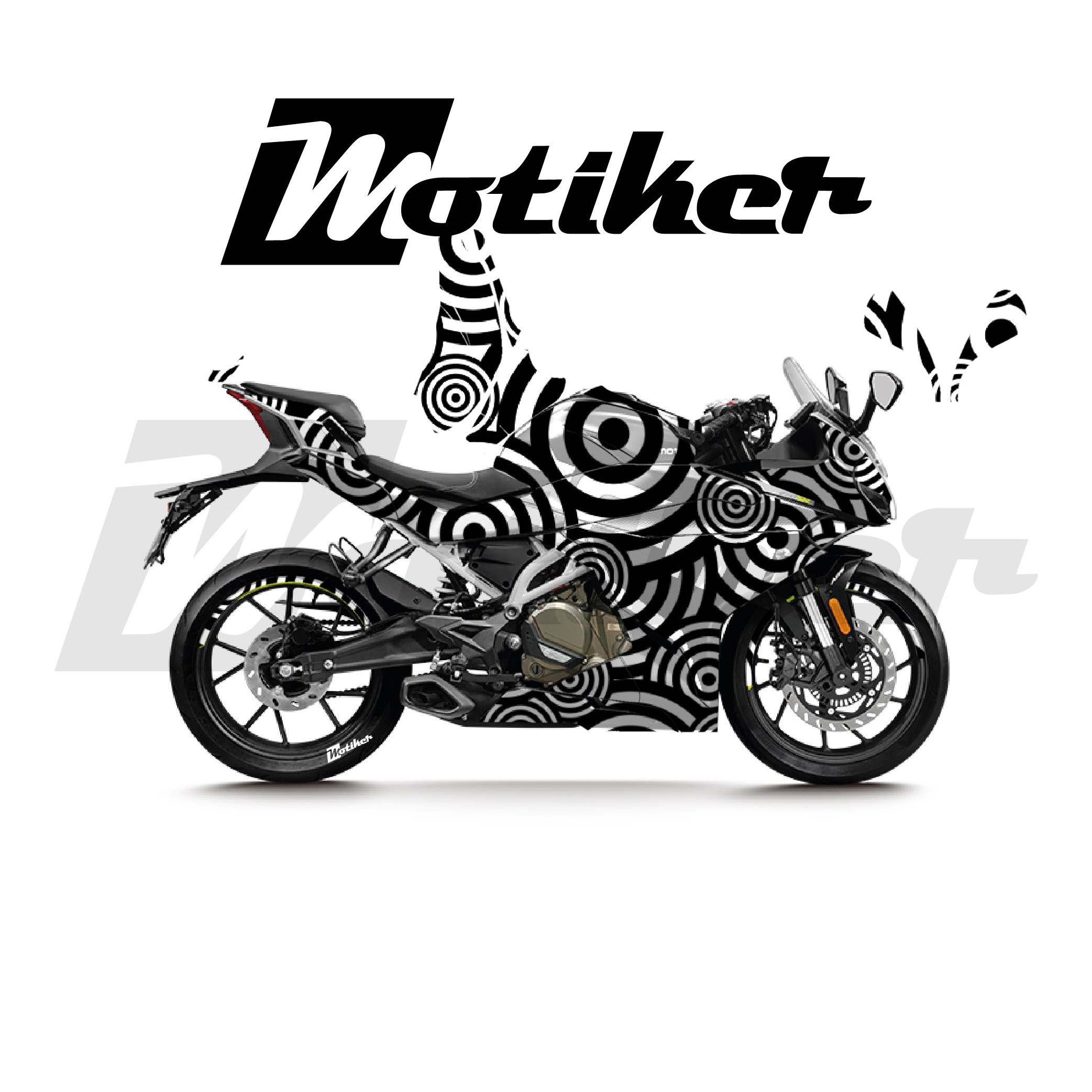 CFMOTO 250SR Parçalı Kaplama Sticker Etiket Modeli Dairesel Motif Desen 21 (MTK9382)