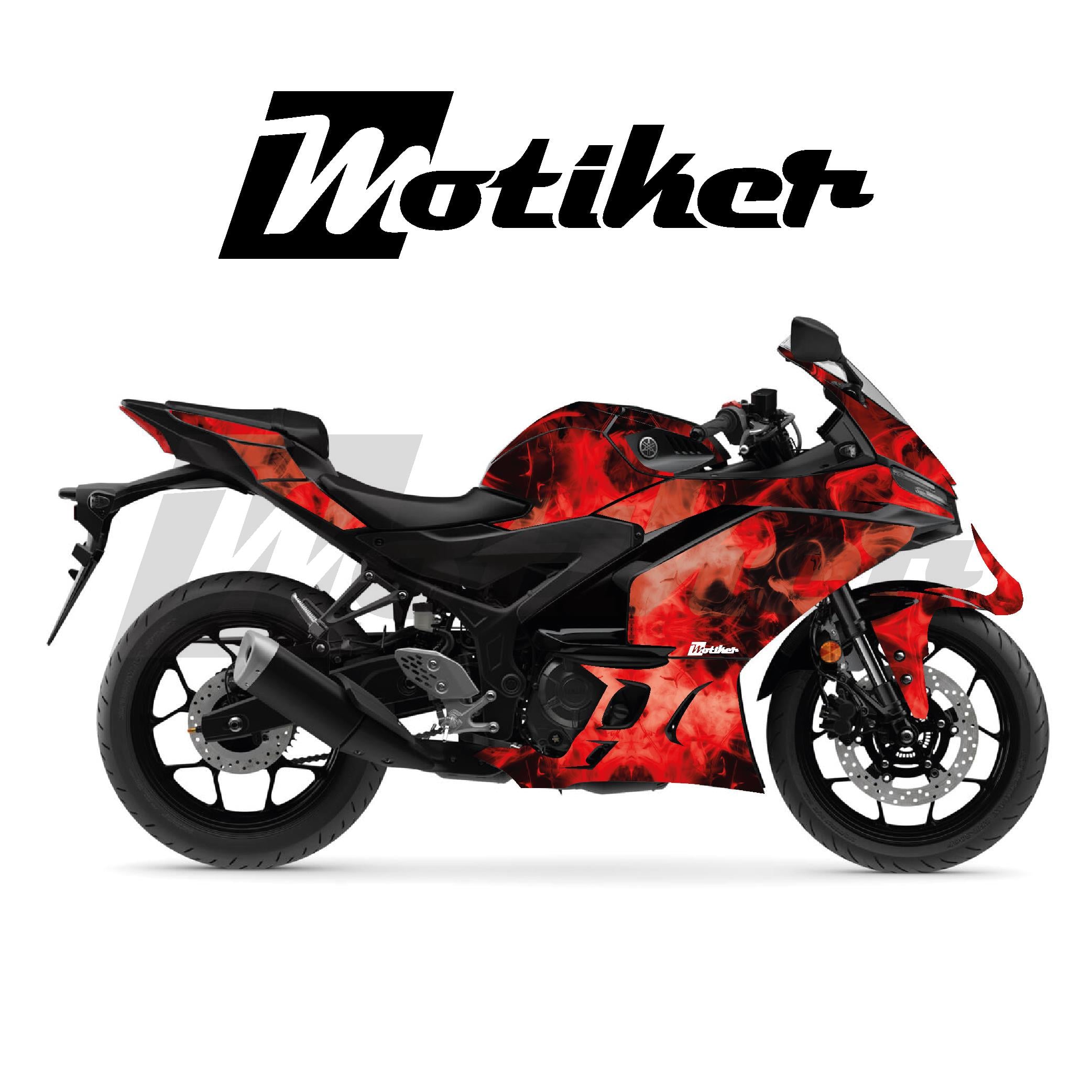 Yamaha YZF-R25 2025 Model Motosiklet Kaplama Sticker Etiket Parçalı Model Kırmızı Duman 