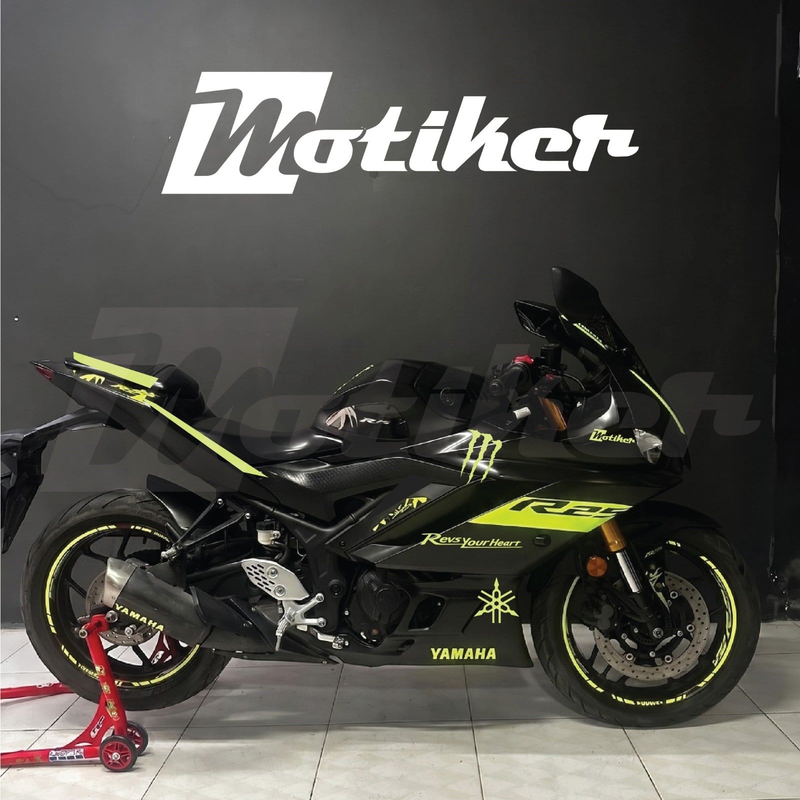 Yamaha YZF R25 2019-2024 Model Neon Sarı Tasarım Sticker Etiket Modeli