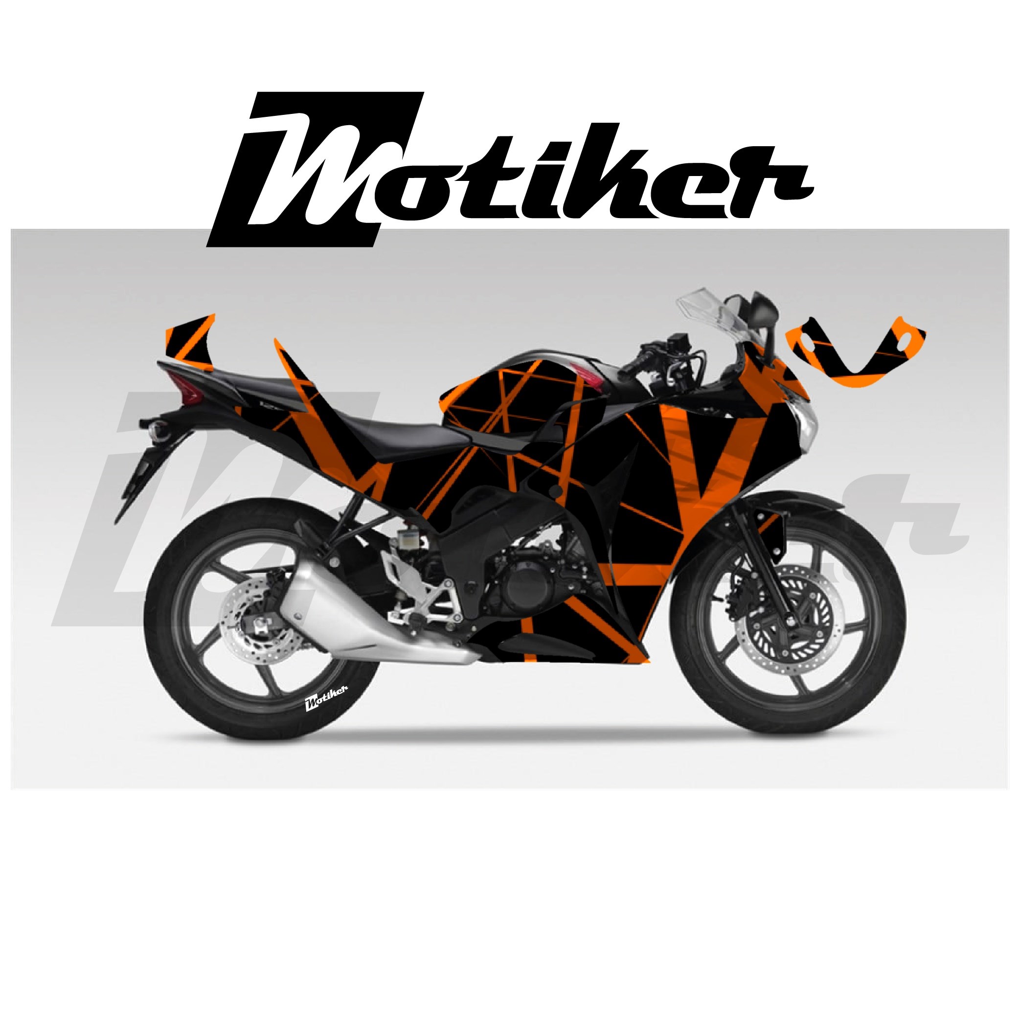 Honda CBR 125R Parçalı Kaplama Sticker Etiket Modeli Geometrik Ağ Desen 1 (MTK9362)
