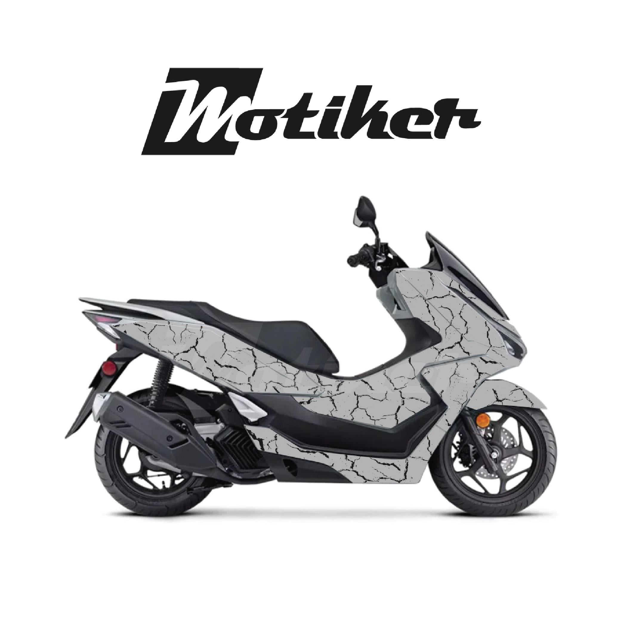 HONDA PCX Gri Üzeri Siyah Şimşek Deseni Kaplama