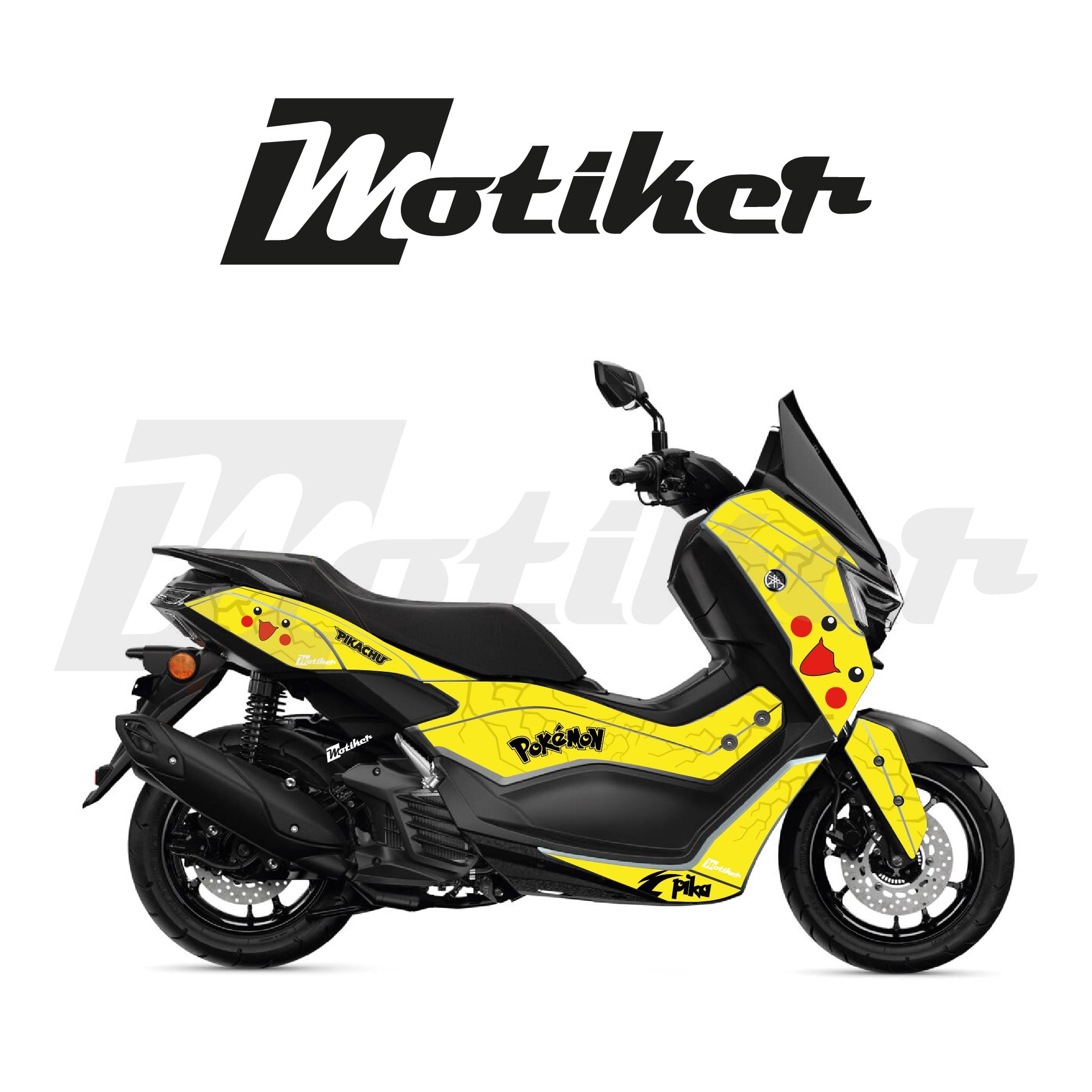 YAMAHA N-MAX Pikachu Tasarım Parçalı Kaplama Sticker Etiket Modeli