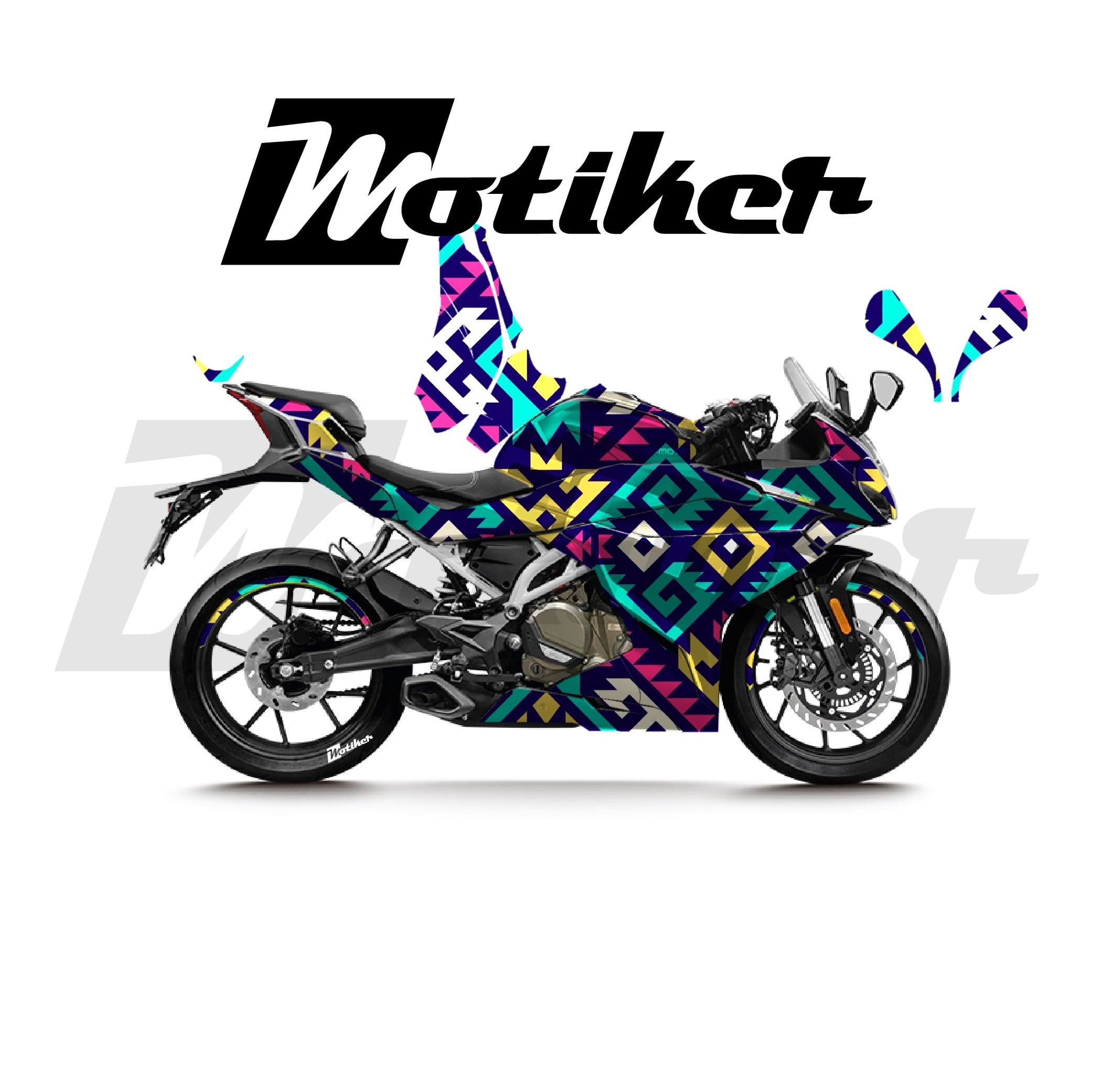 CFMOTO 250SR Parçalı Kaplama Sticker Etiket Modeli Etnik Motif Desen 9 (MTK9370)