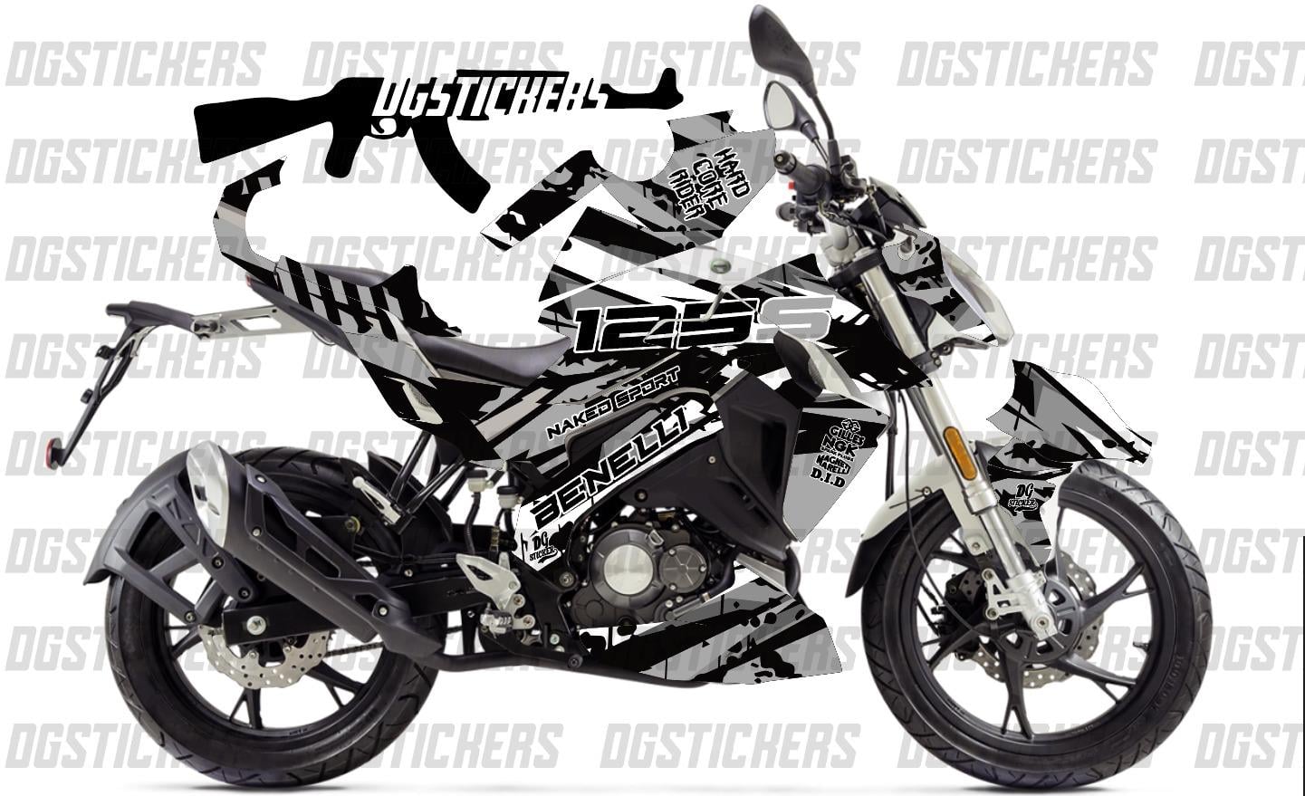 Benelli 125S Gri Siyah Sport Design Tasarım Sticker Etiket Modeli