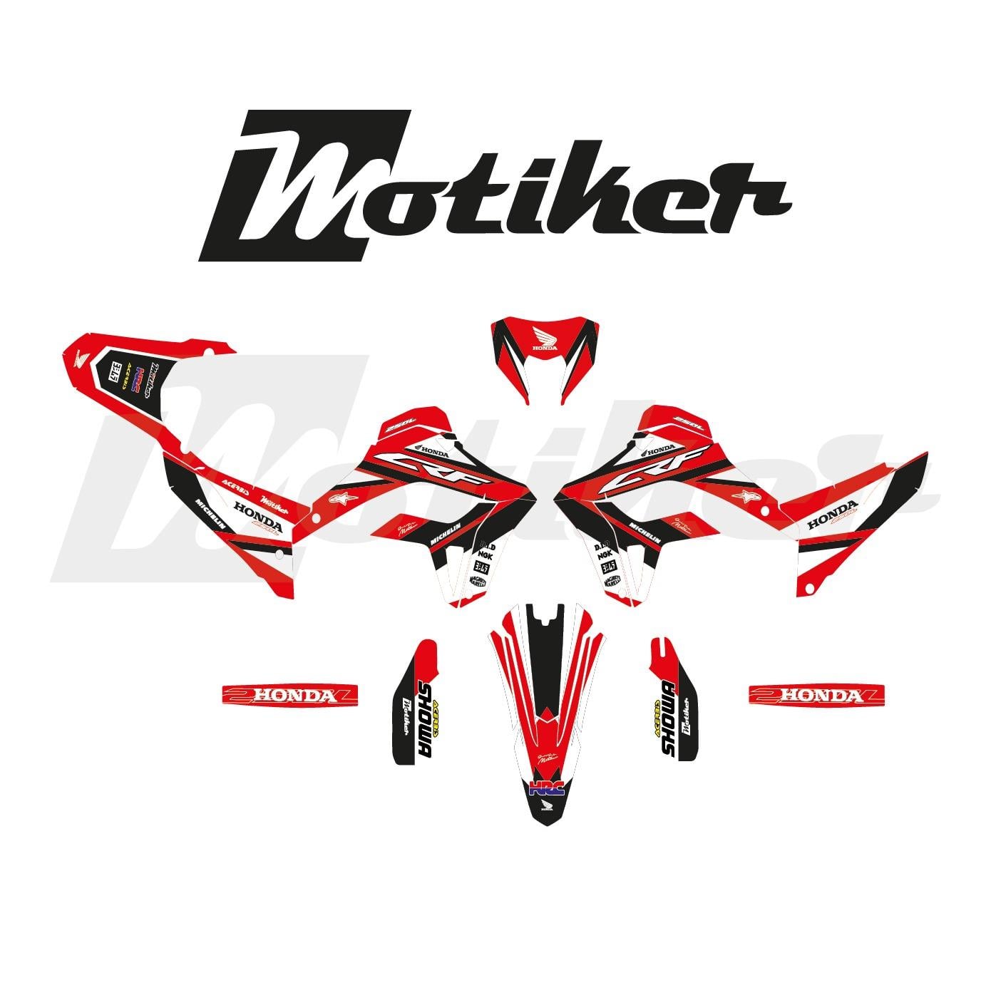 Honda CRF250L 2021 - 2026 Model Uyumlu Kırmızı Siyah Beyaz Tasarım