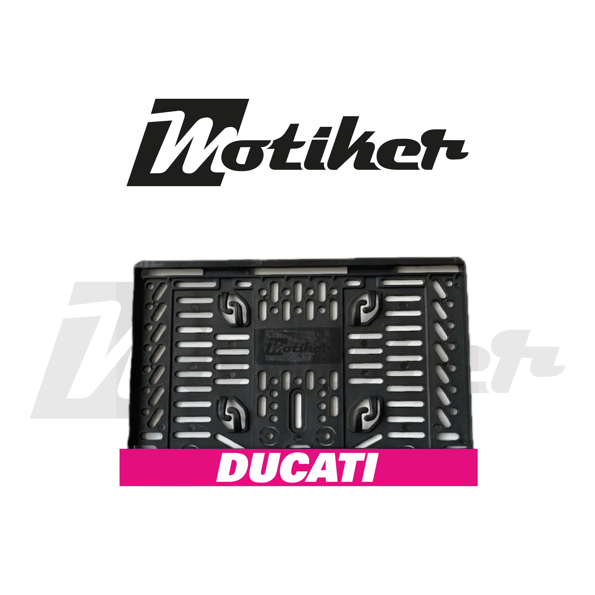 Pleksi Plakalık Pembe Üstüne Beyaz DUCATİ Yazılı Tasarımlı Motosiklet Plakalık Modeli