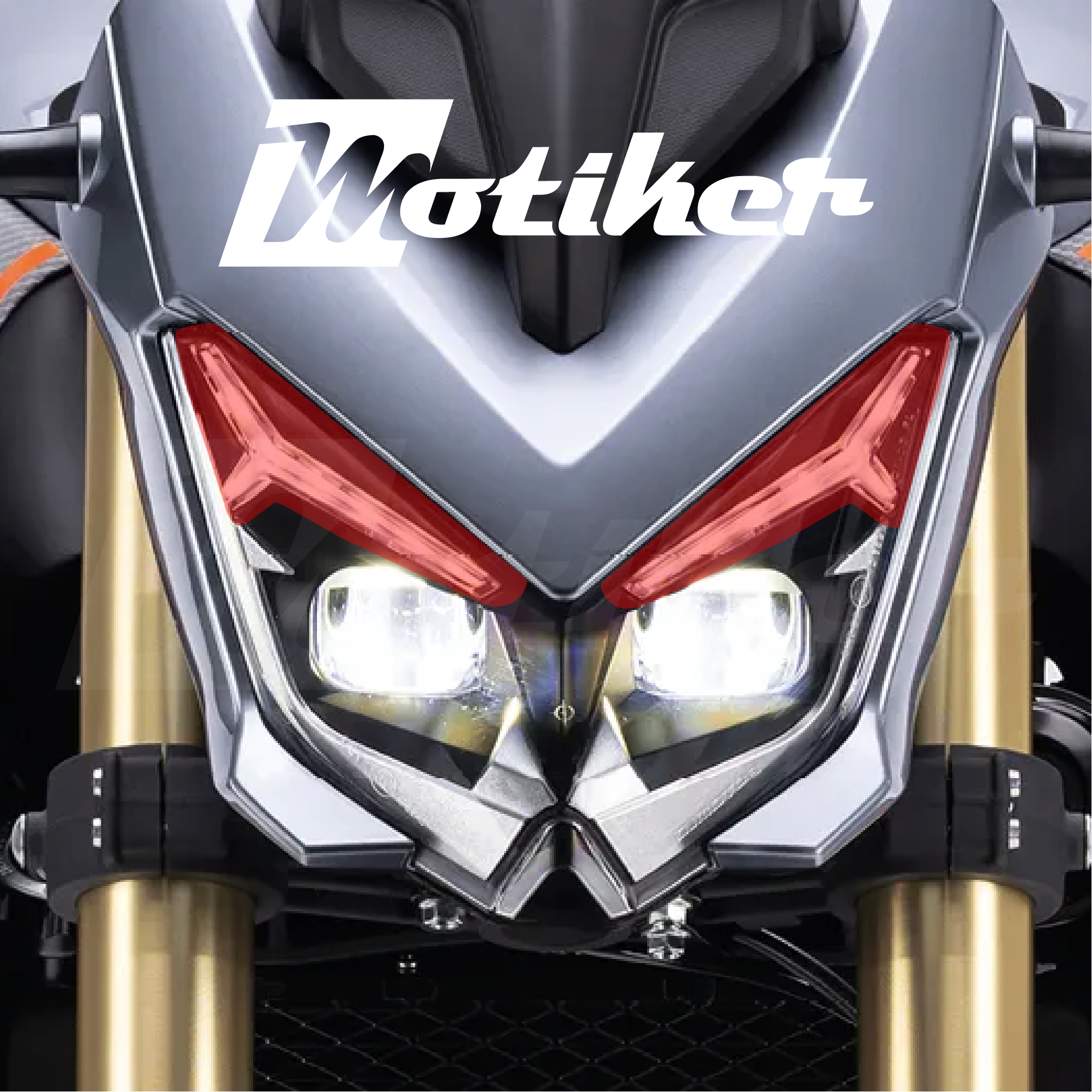 RKS QJ SRK125S Far Üstü Kaş Tasarım Kırmızı Şeffaf Sticker Etiket Modeli