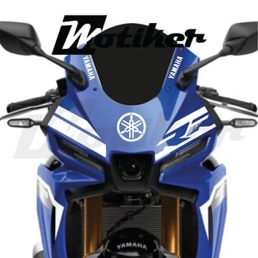 Yamaha YZF R25 Ön Kafa Sarı RR Ve Çift Çizgi Tasarım Sticker Etiket Modeli