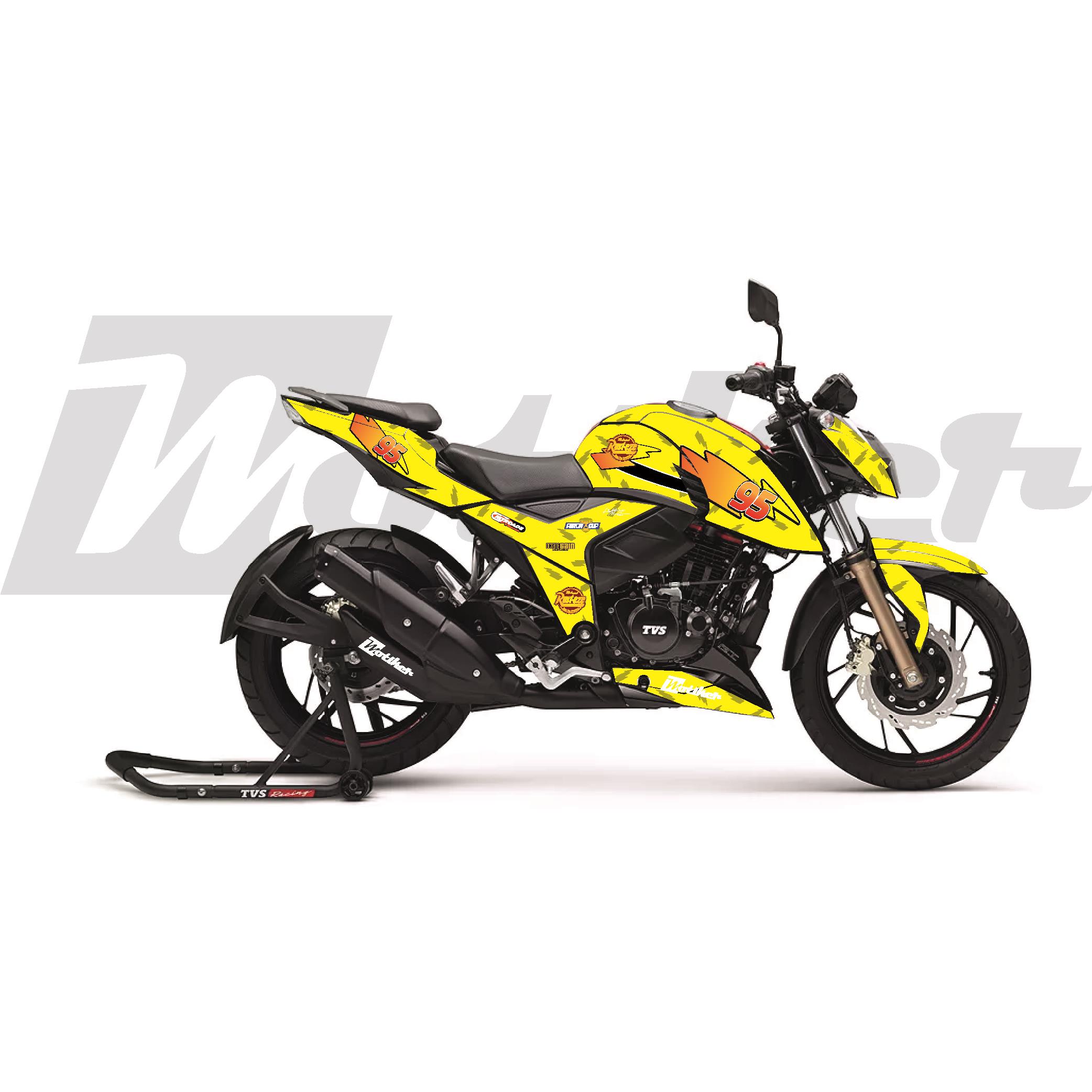 Diğer APACHE RTR 200 Kaplama Sticker Etiket Modeli McQueen Sarı
