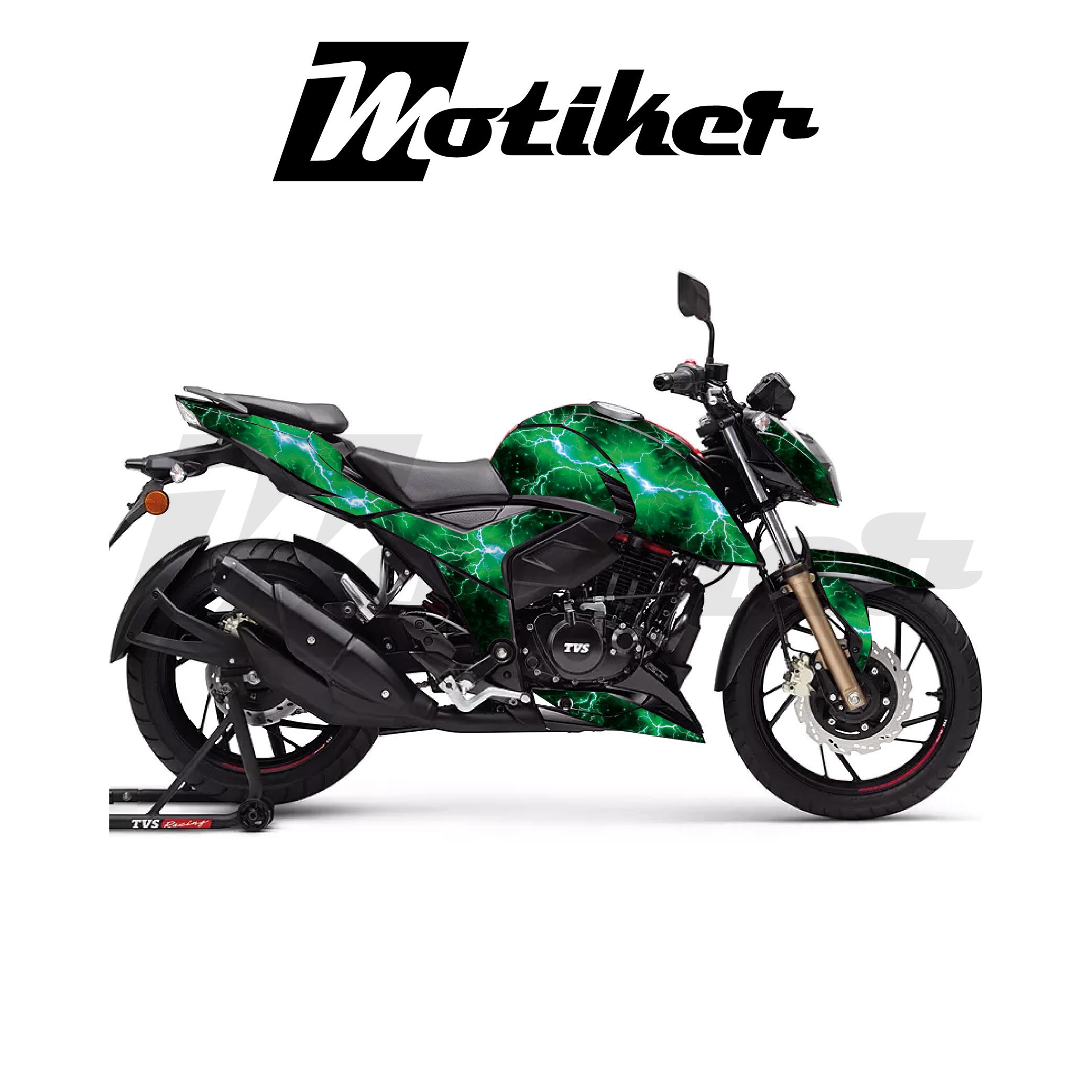 TVSAPACHE RTR 200 Kaplama Sticker Etiket Modeli Lightning Desen Yeşil