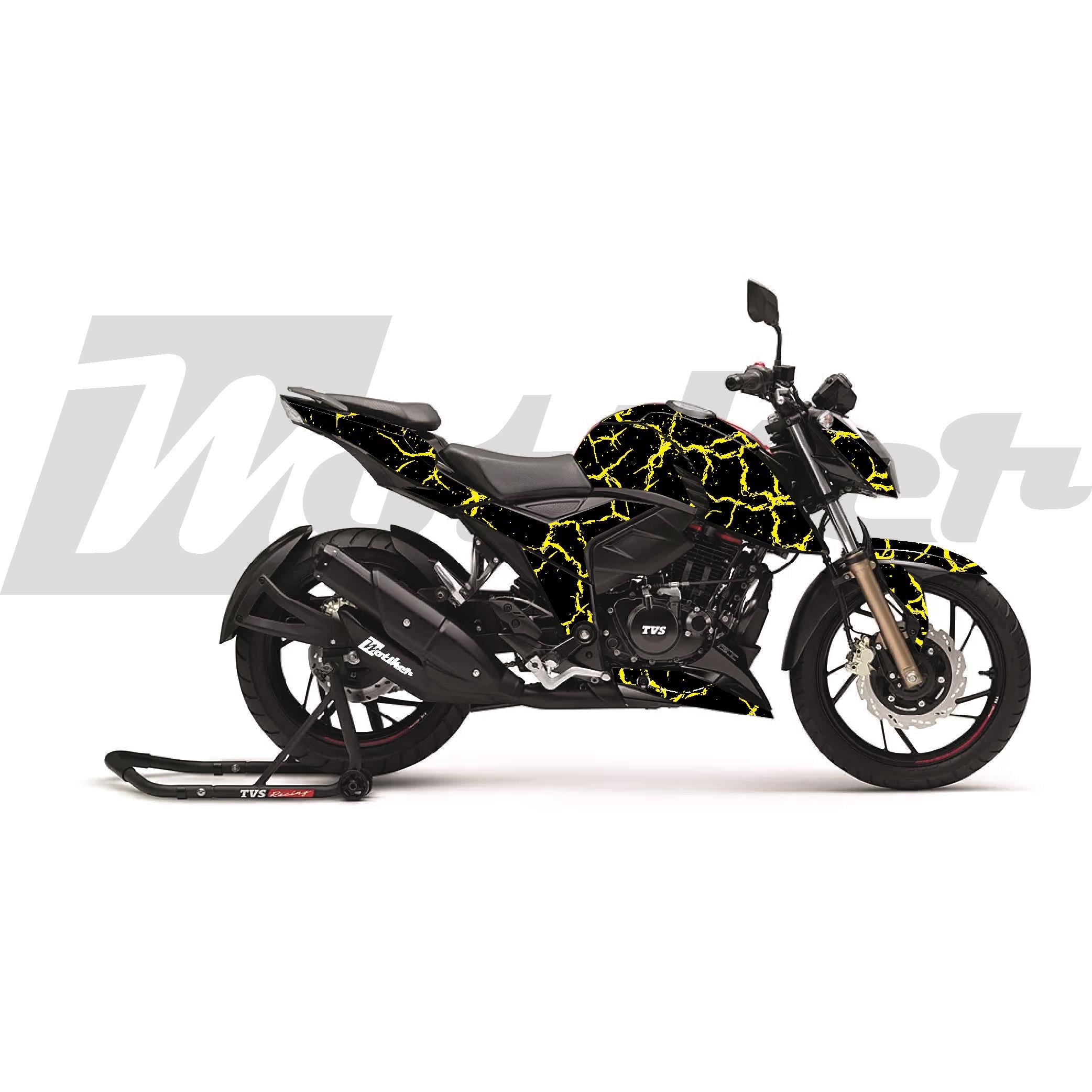 Diğer APACHE RTR 200 Kaplama Sticker Etiket Modeli Şimşek Desen Sarı Siyah