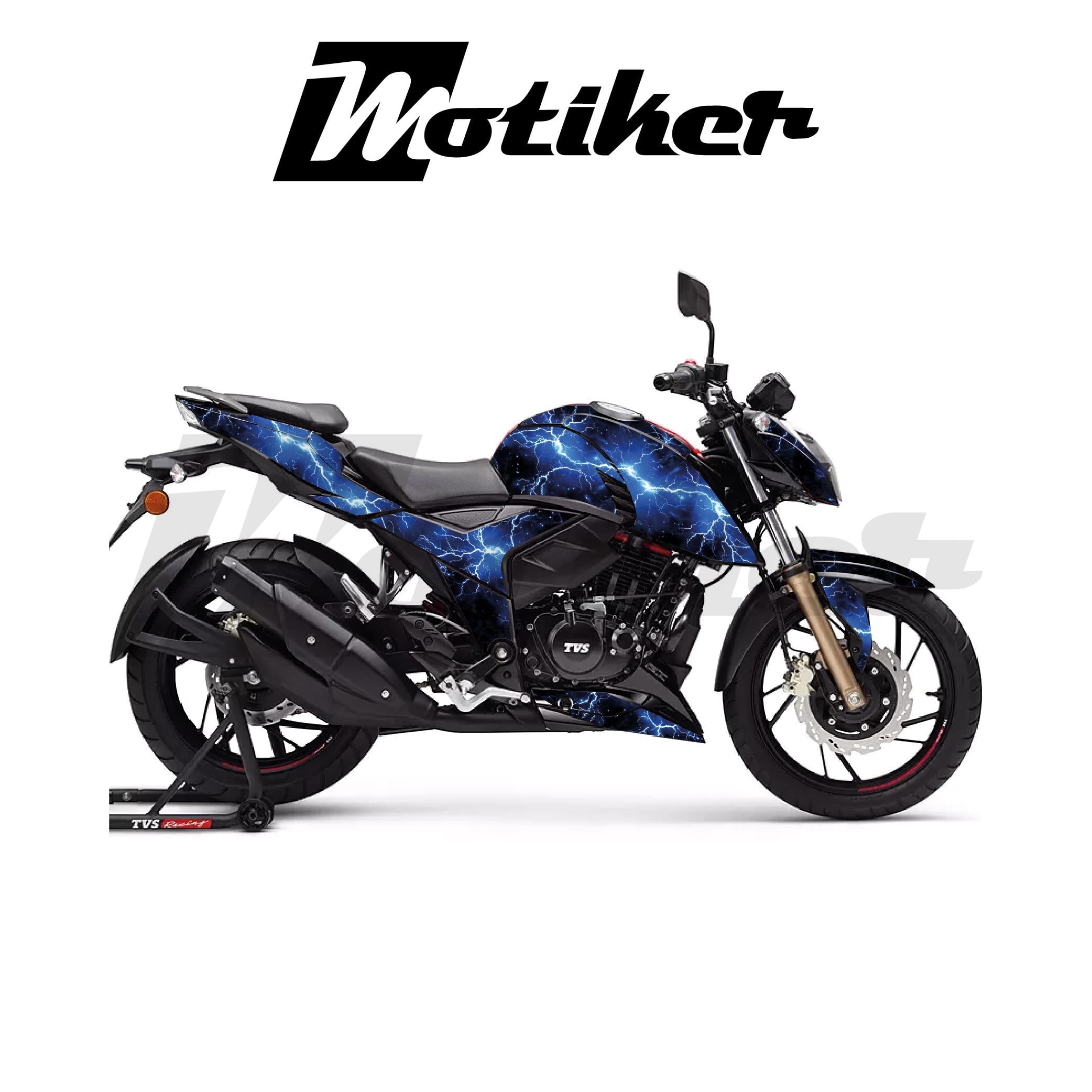 TVSAPACHE RTR 200 Kaplama Sticker Etiket Modeli Lightning Desen Mavi