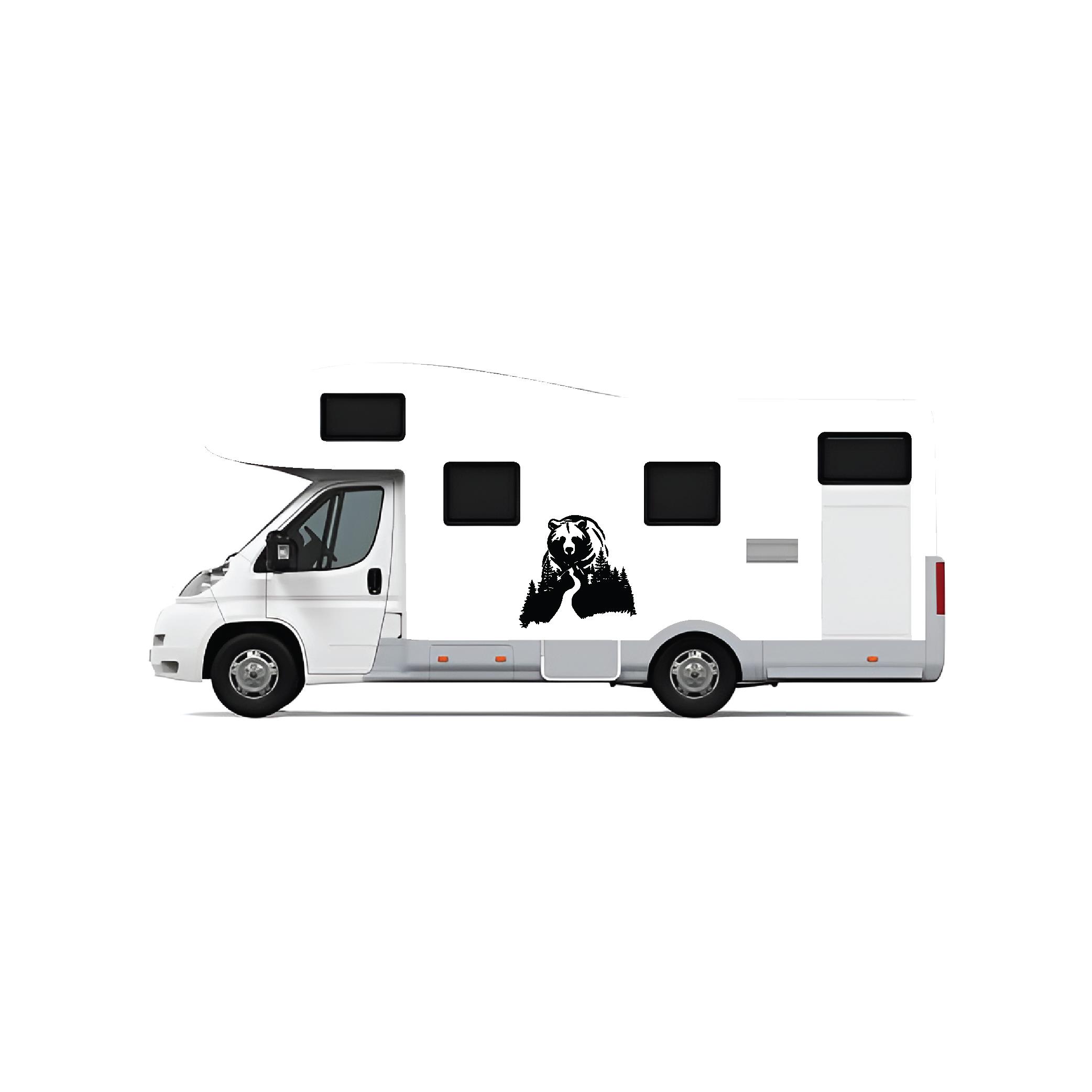 KaravanAyı ve Ağaç Karavan Off Road Sticker Etiket