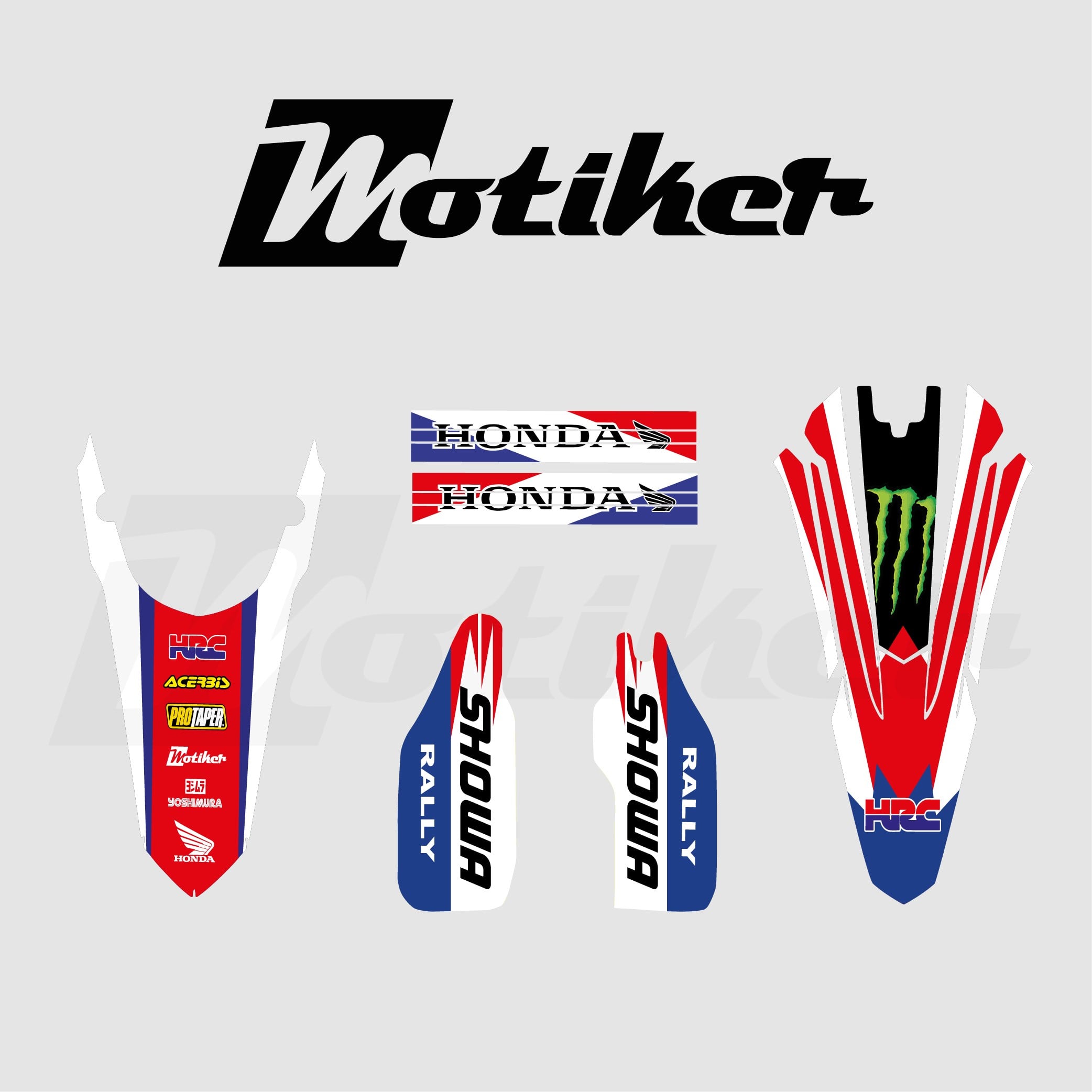Honda CRF250 Rally 2021-2026 Model HRC Tasarım Sticker Etiket Modeli - Beyaz Mavi Kırmızı