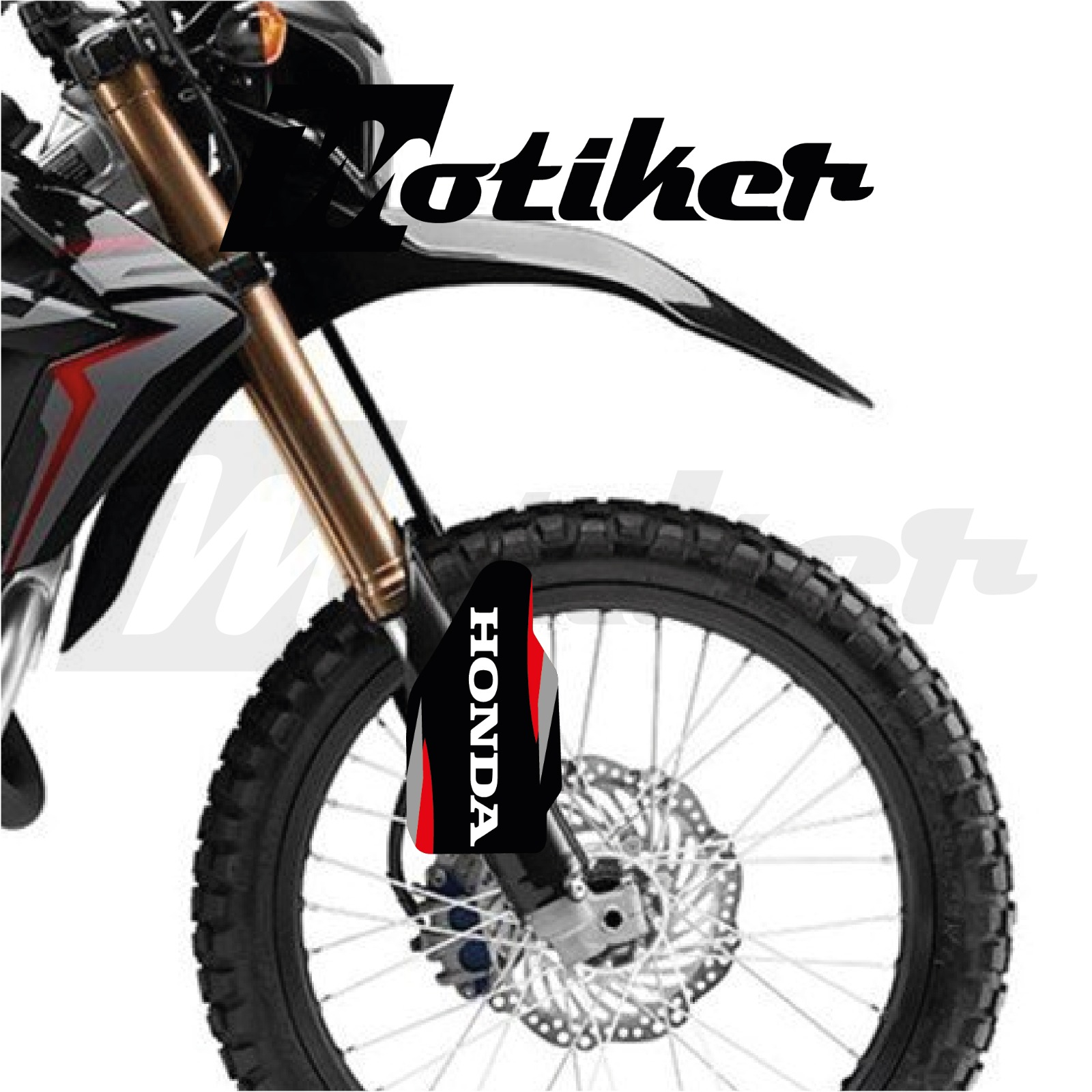 Honada CRF 250L Ön Maşa Amortisör Orjinal Tasarım Siyah Gri Kırmızı Sticker Etiket Modeli