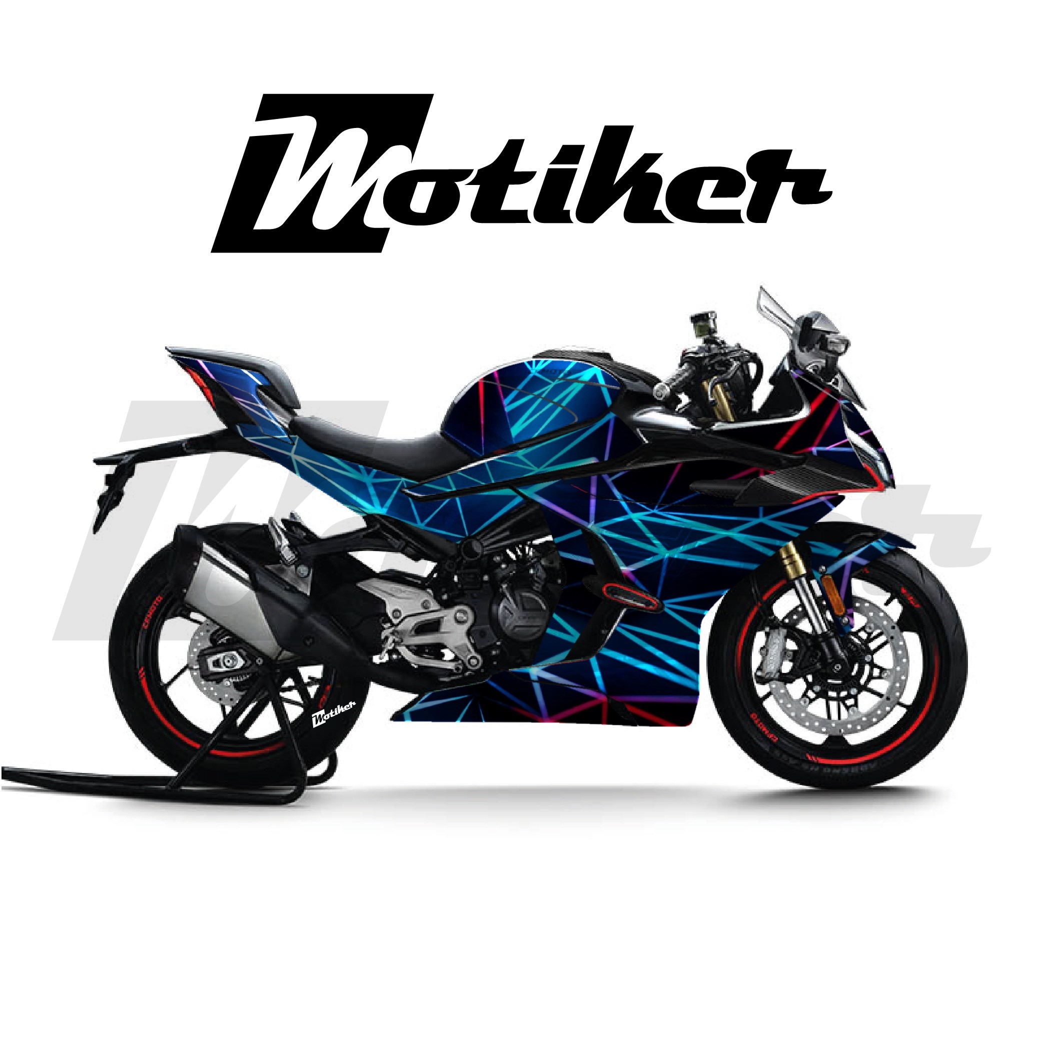 CF MOTO 450SR Parçalı Kaplama Sticker Etiket Modeli Prizma Desen 18 (MTK9379)