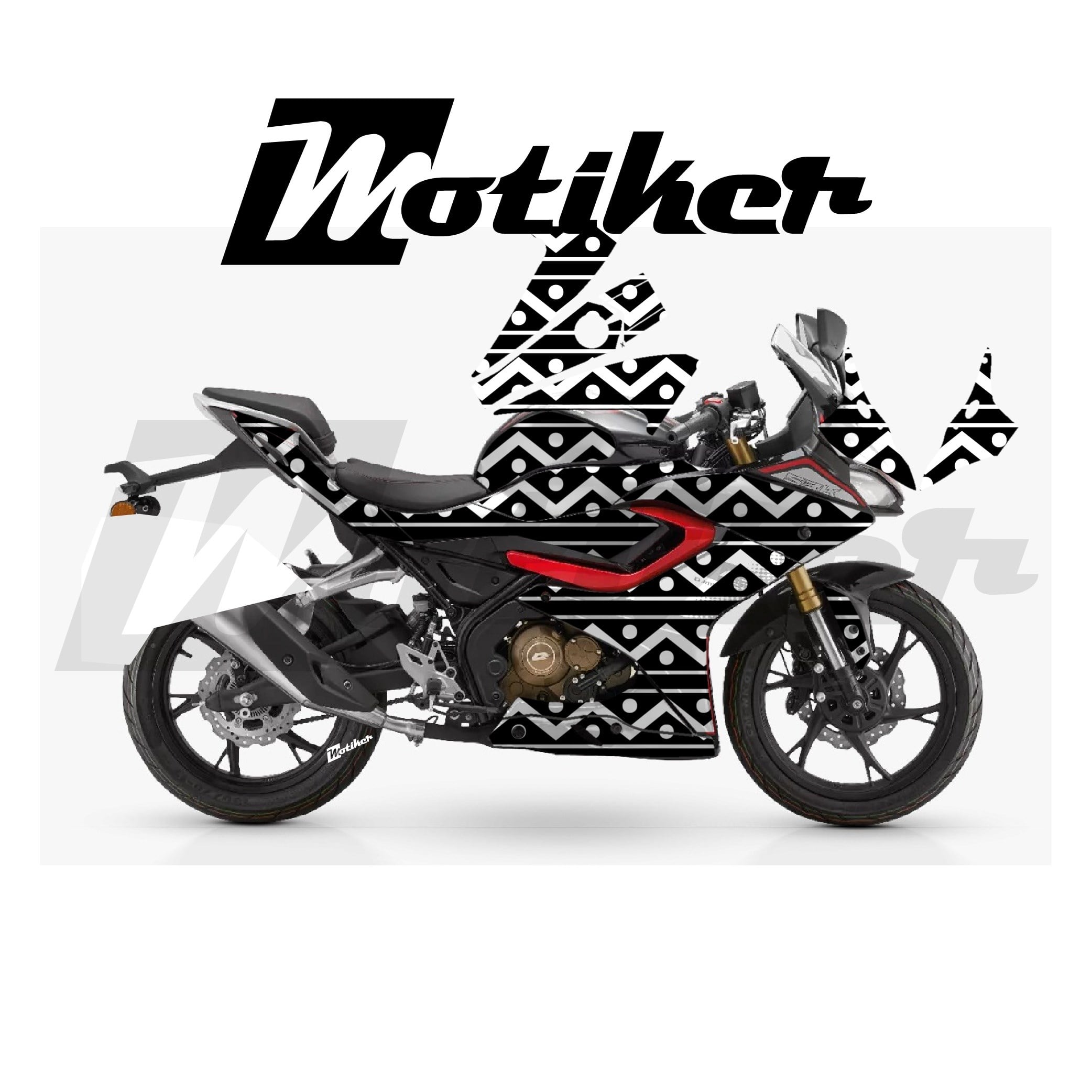 RKS SRK 125R Parçalı Kaplama Sticker Etiket Modeli Zikzak Çizgiler Desen 20 (MTK9381)