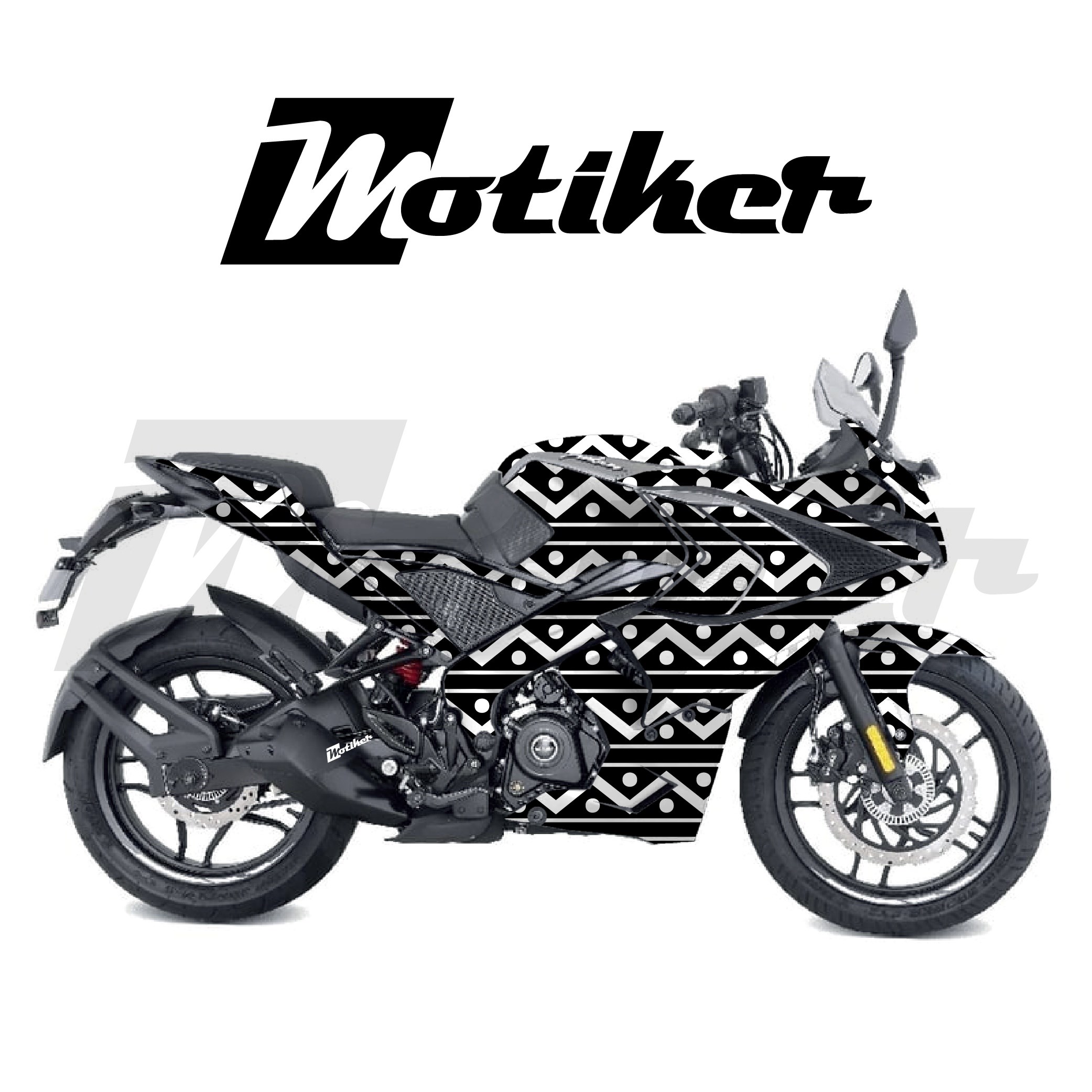 Bajaj RS200 Parçalı Kaplama Sticker Etiket Modeli Zikzak Çizgiler Desen 20 (MTK9381)