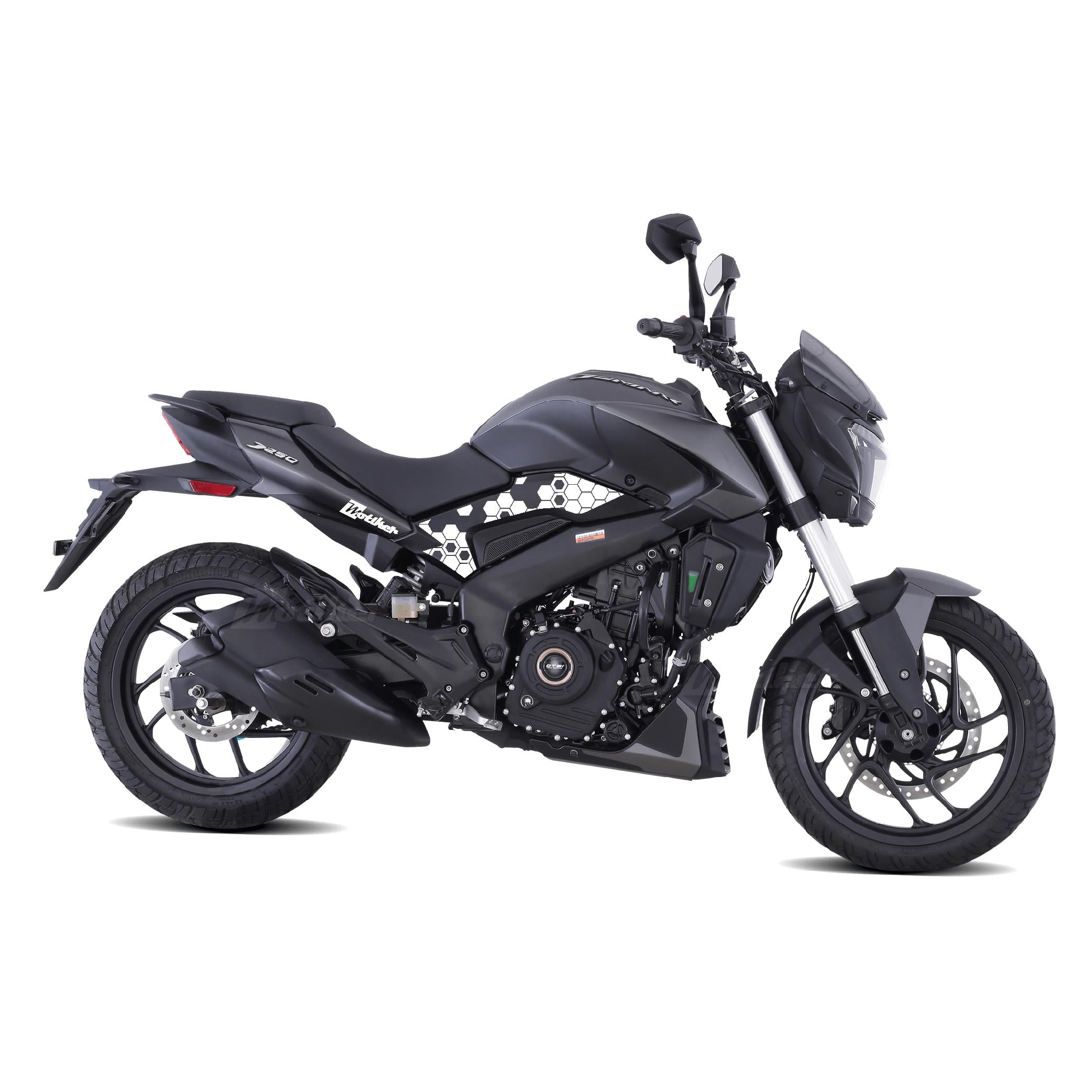 Bajaj Dominar 250 - 400 Orta Şase Üstü Plastik Motosiklet Kaplama Sticker Etiket Modeli Bal Peteği Desen - Beyaz