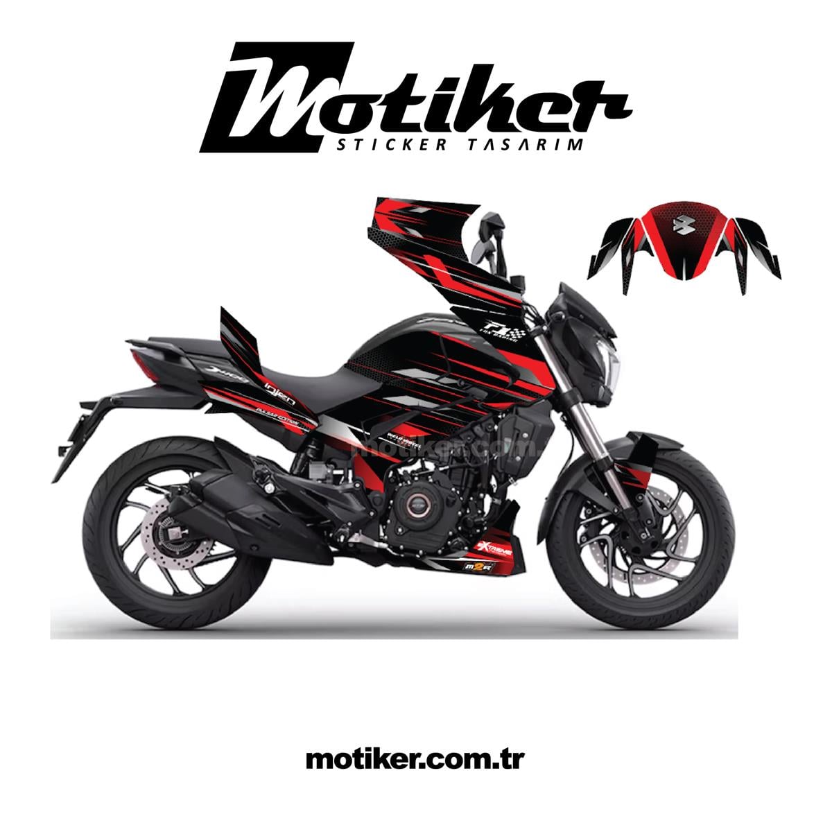 Bajaj Dominar F1 Red Stripped Sticker Etiket Kaplama Model