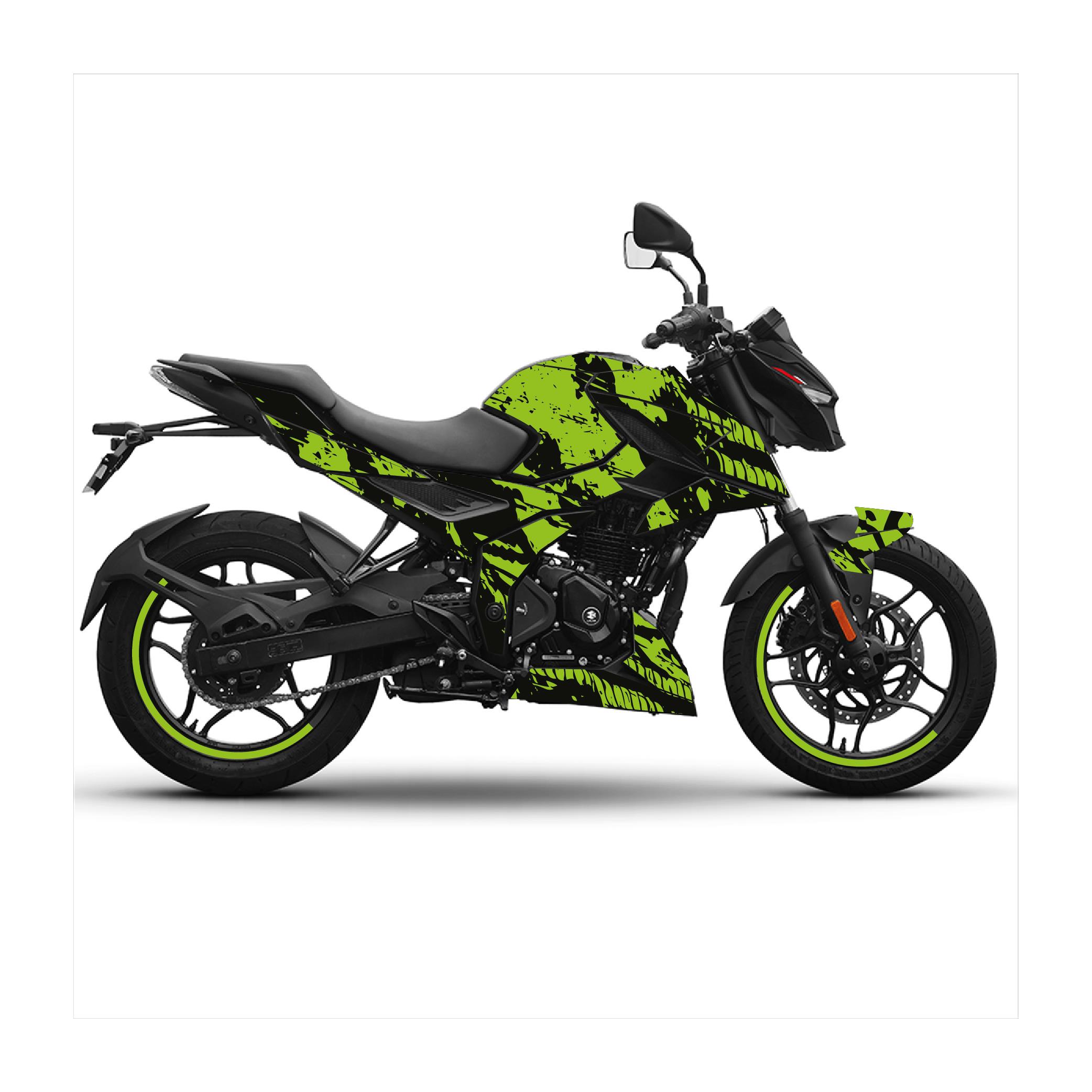 Bajaj N250 Ağ Tasarım Motosiklet Sticker Etiket Kaplama Modeli - Neon Yesil (Sarı)