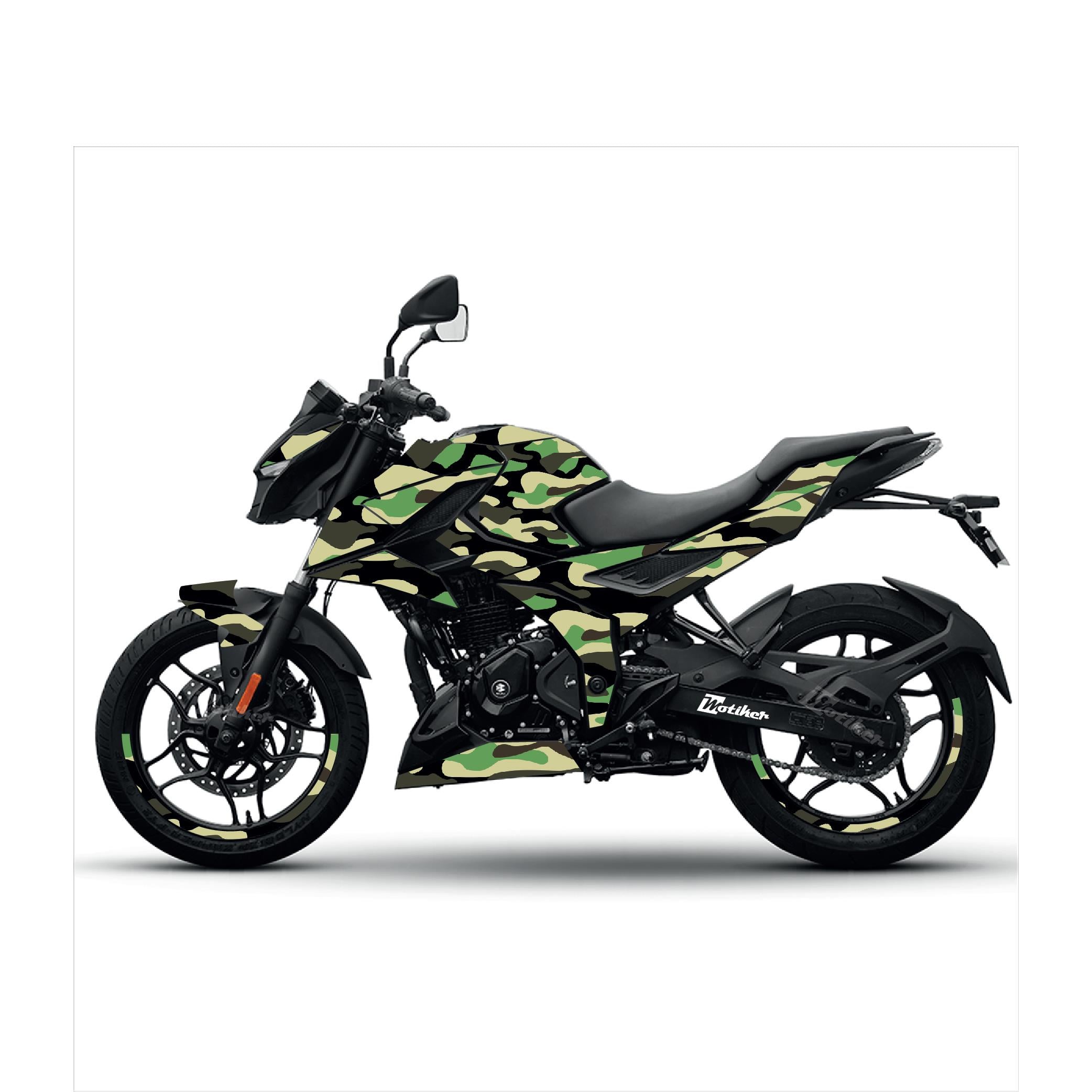 Bajaj N250 Askeri Kamuflaj Tasarım Motosiklet Sticker Etiket Kaplama Modeli 1